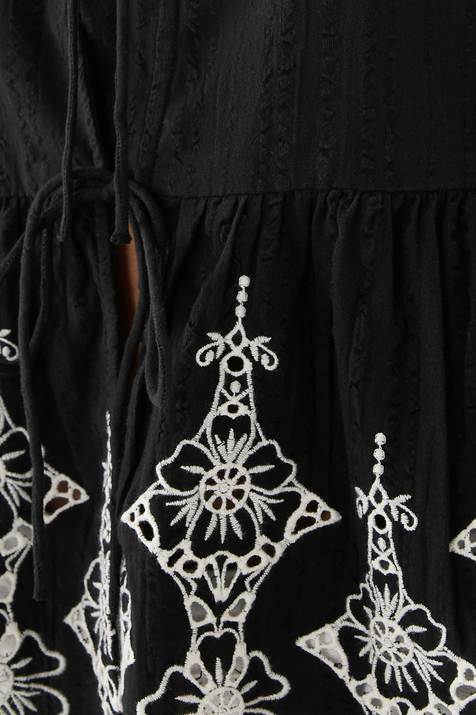 Tie Front Embroidered Blouse