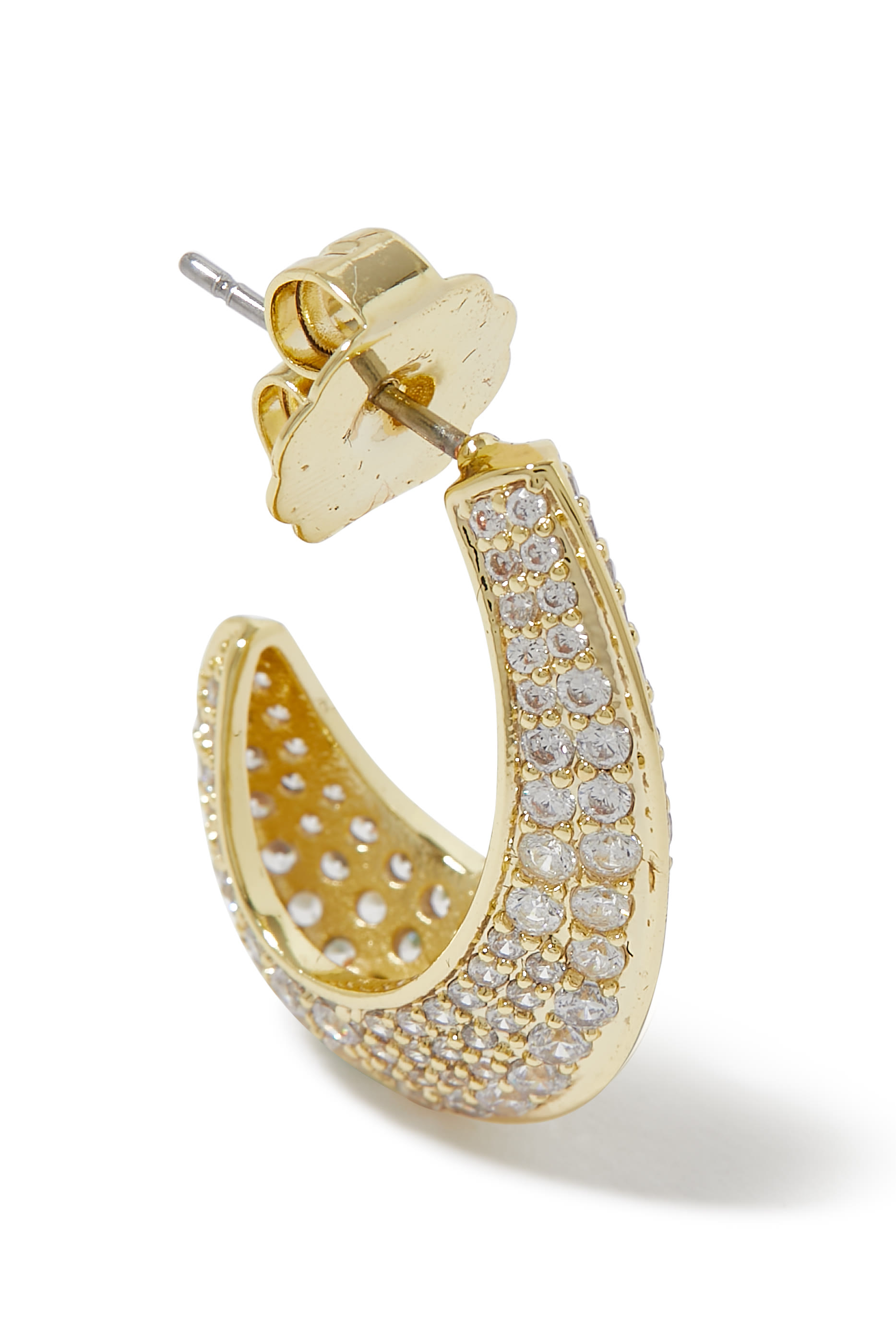 Modern Pave CZ Half Hoop Earrings