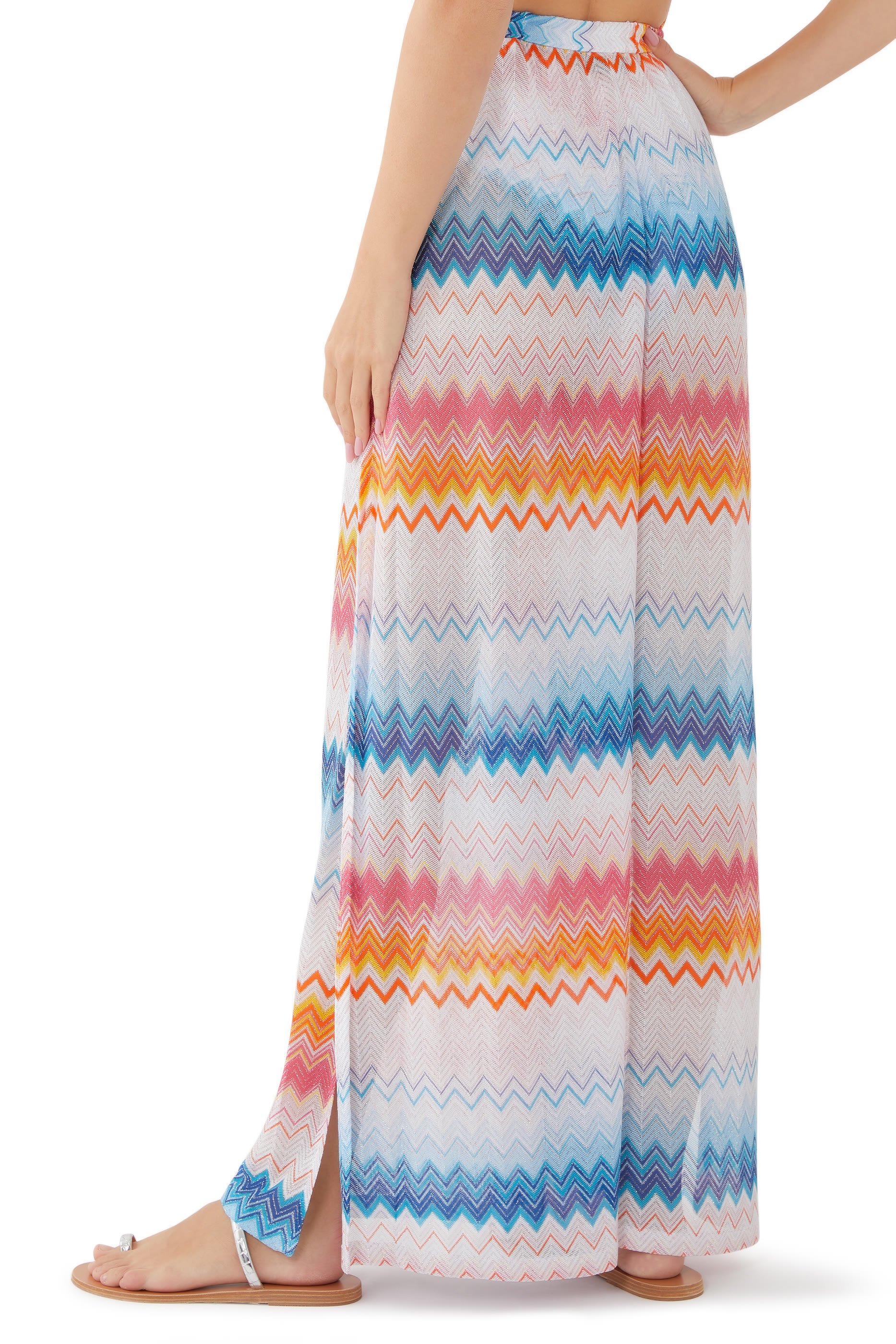 Mare Chevron Raschel Lurex Wide Leg Pants