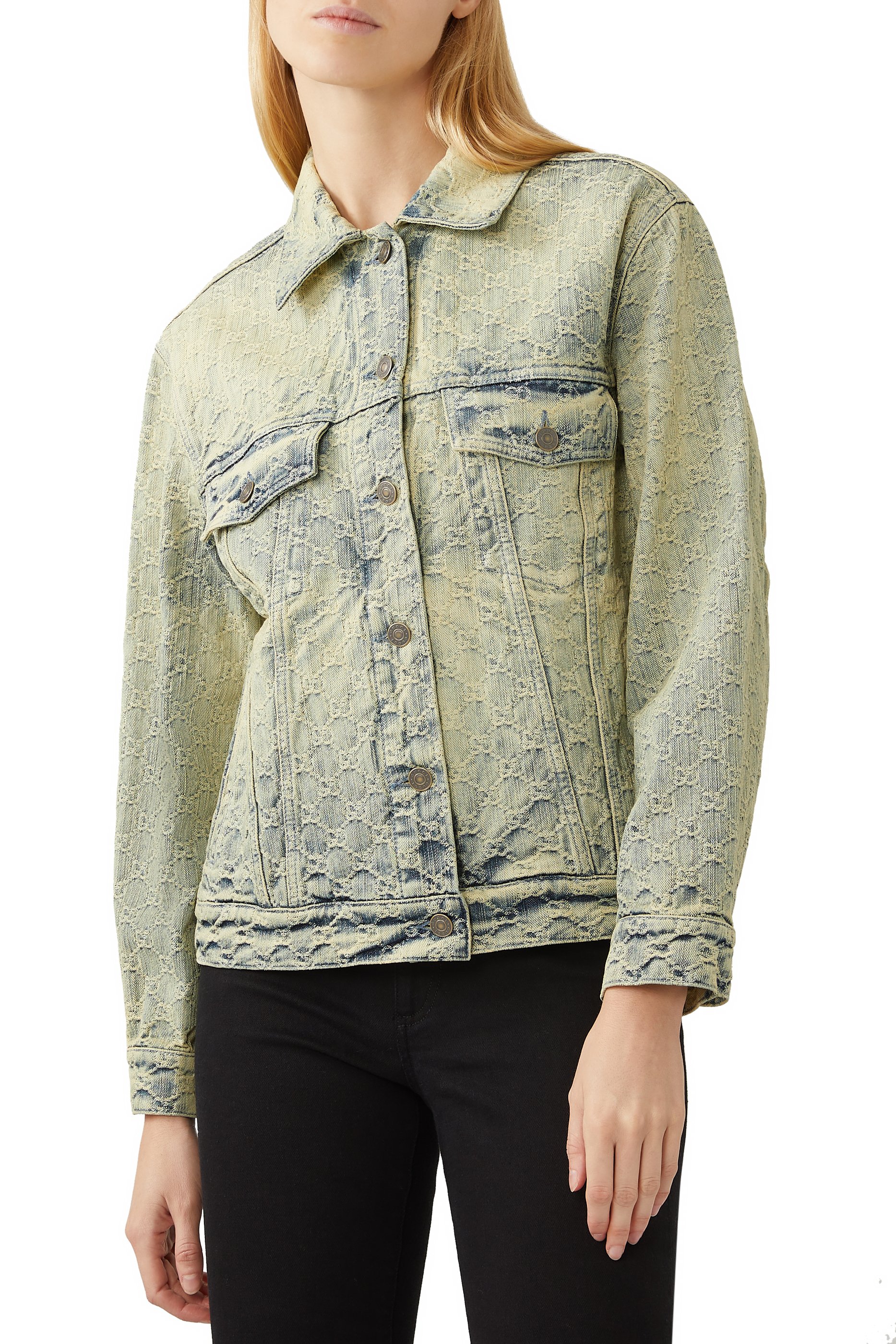 GG Eco-Washed Jacquard Denim Jacket