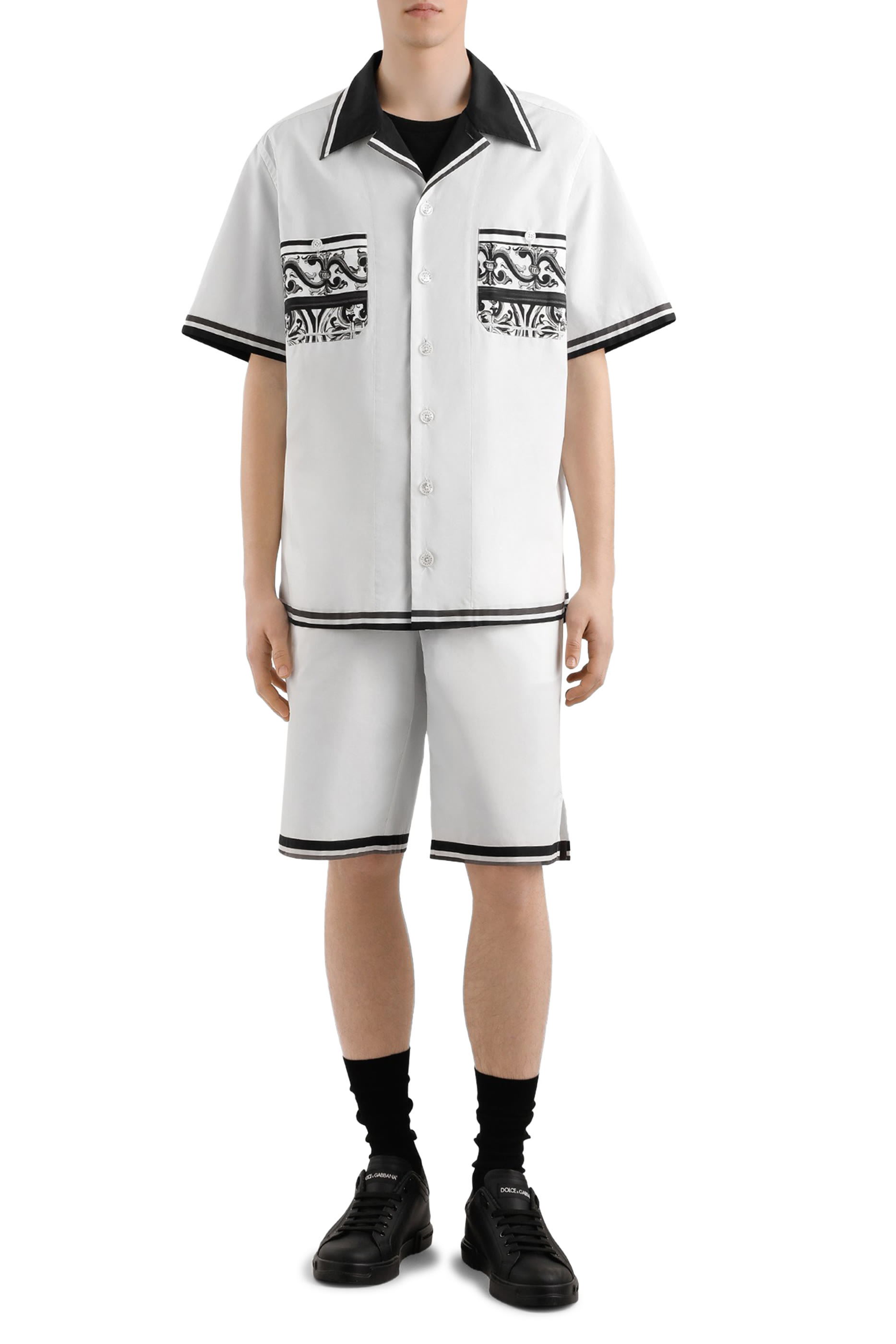 Majolica-Print Poplin Shorts