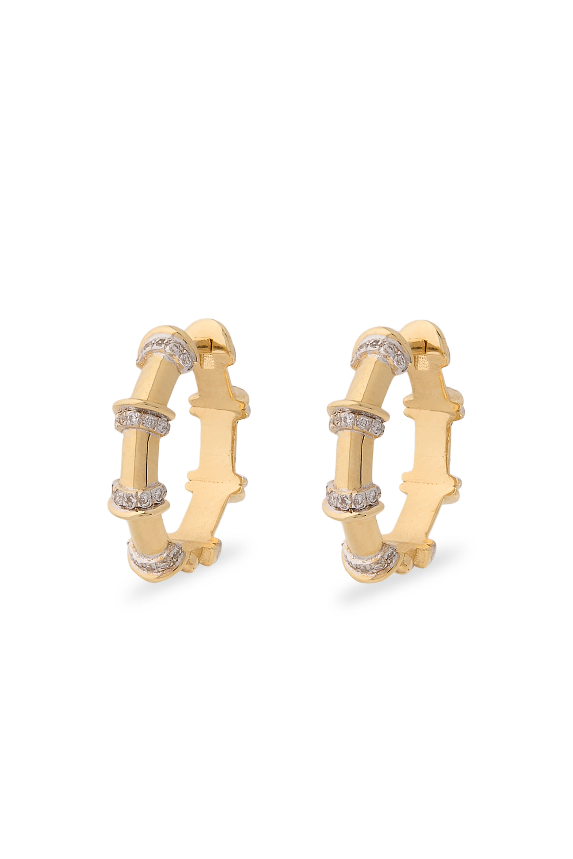 Milky Hoops, 18K Yellow Gold & Diamonds