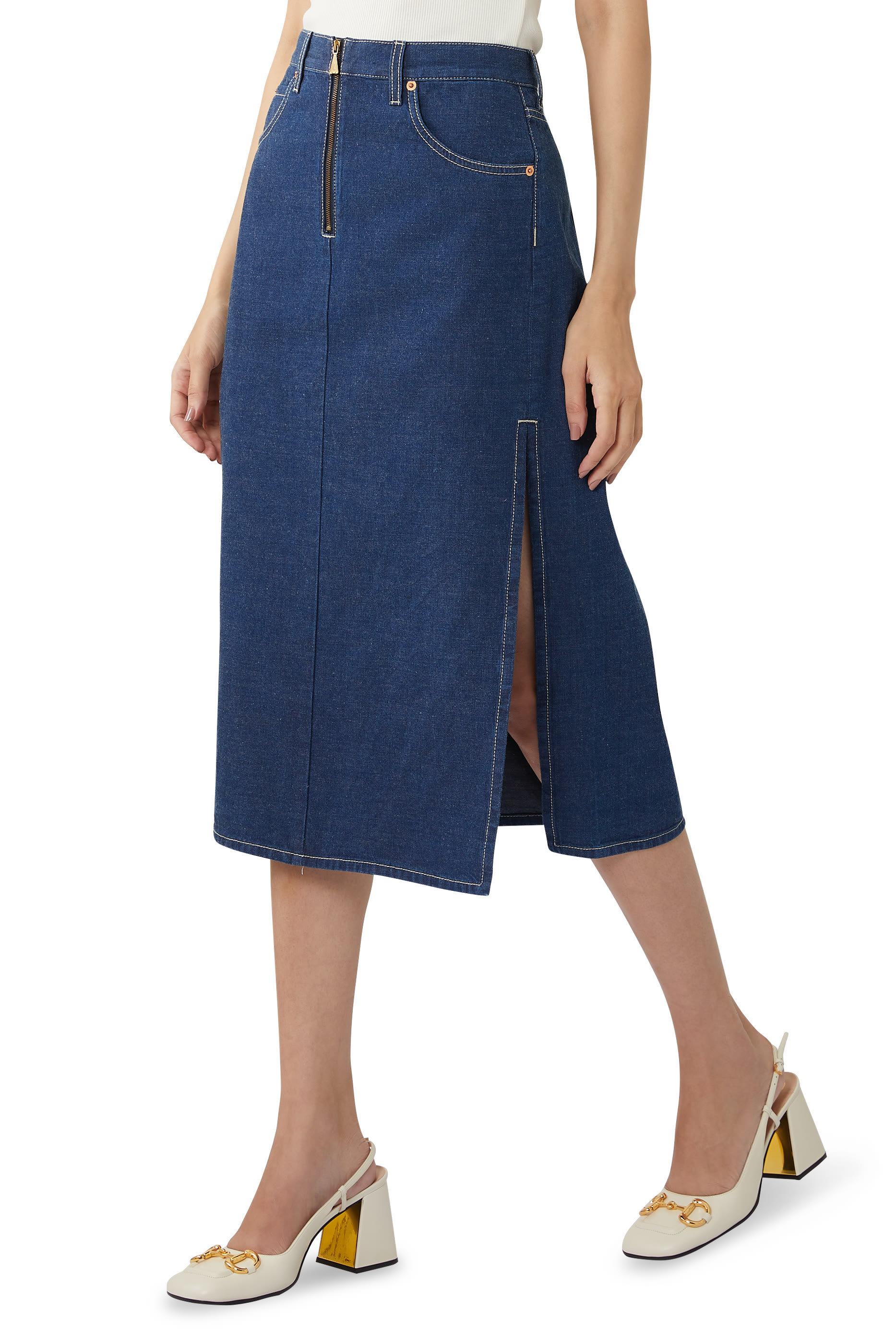 Denim Midi Skirt