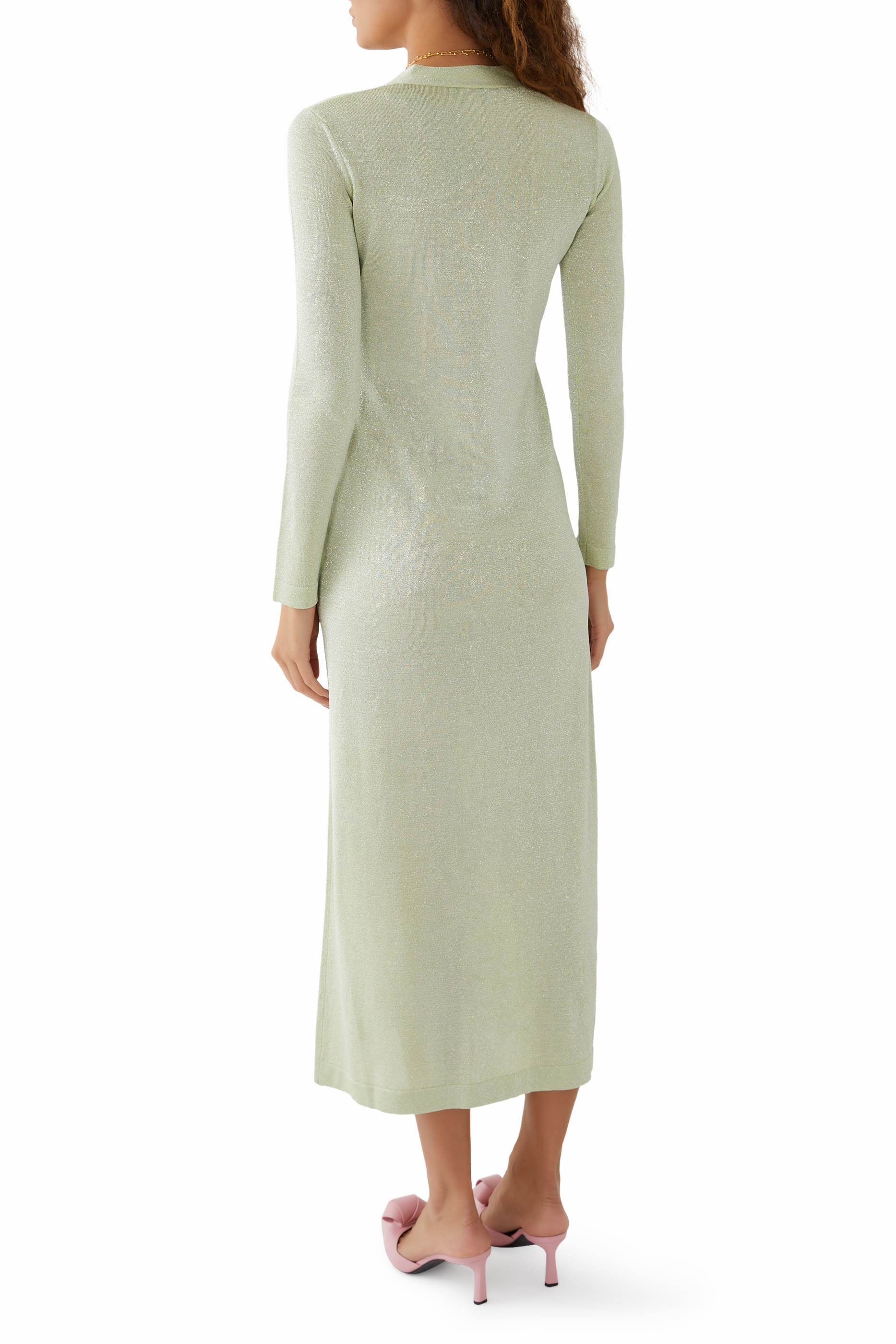 Vanise' Lurex Long Sleeve Maxi Buttoned Cardigan