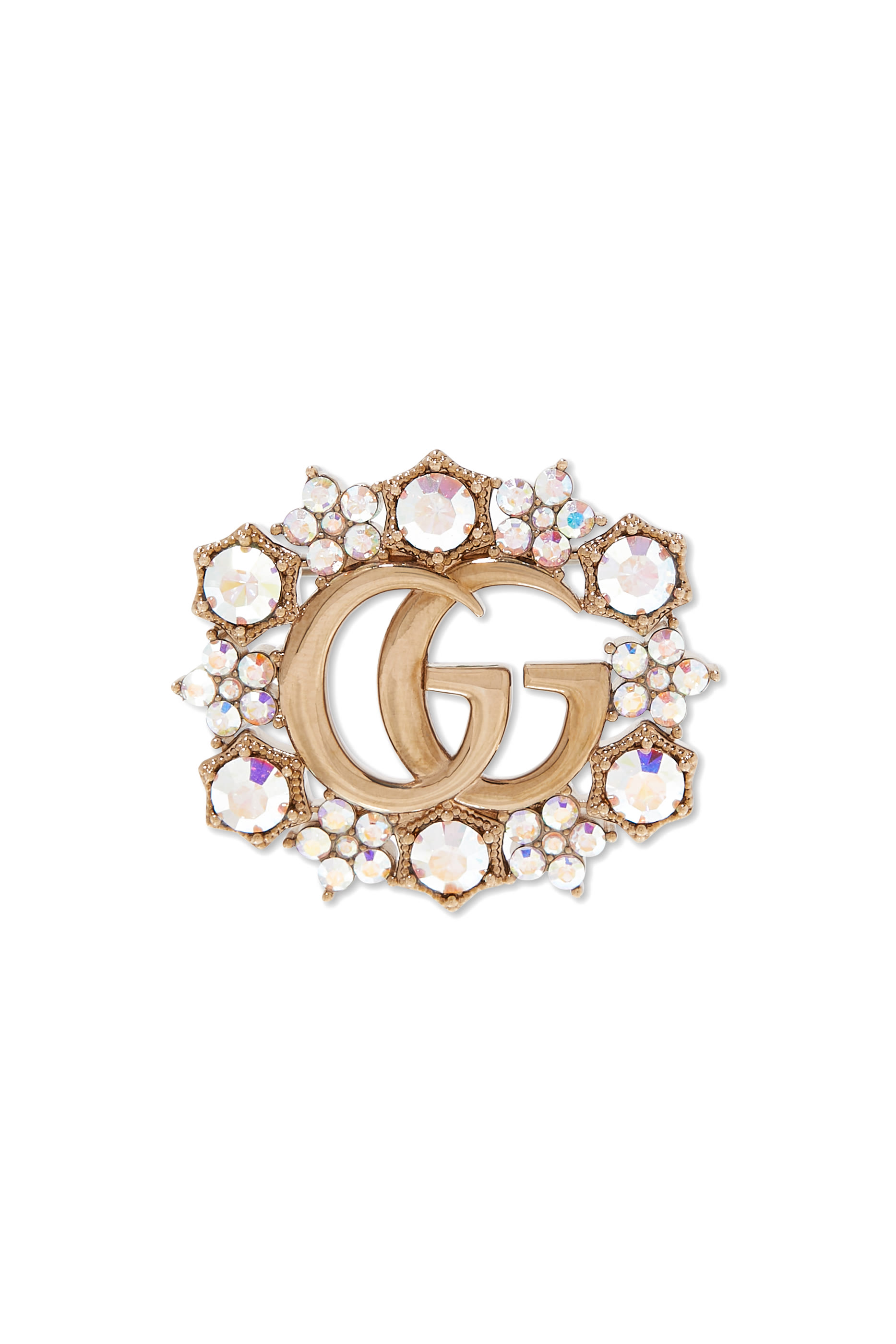 Double G Crystal Flower Brooch