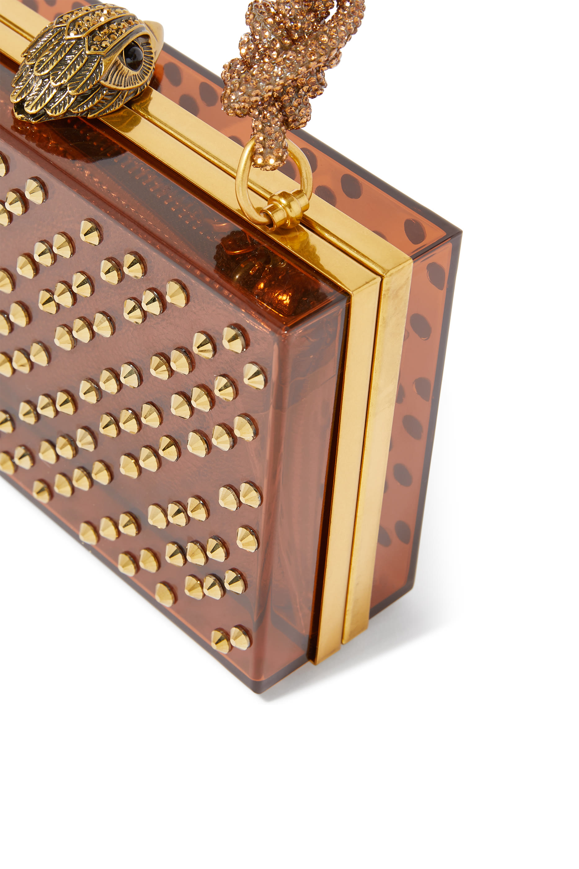 Tortoise Rhinestone Embellished Box Clutch