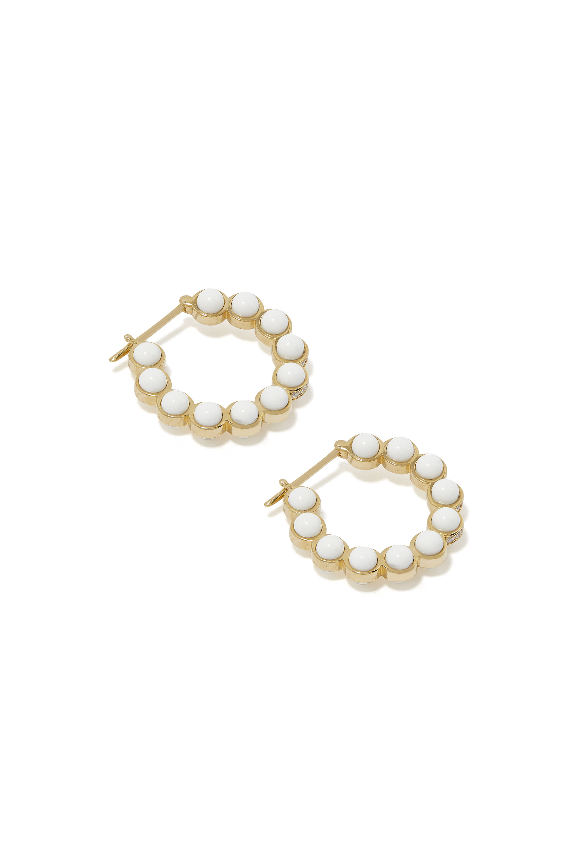 Atoms Earrings Size 2, 18k Yellow Gold with Enamel & Diamonds