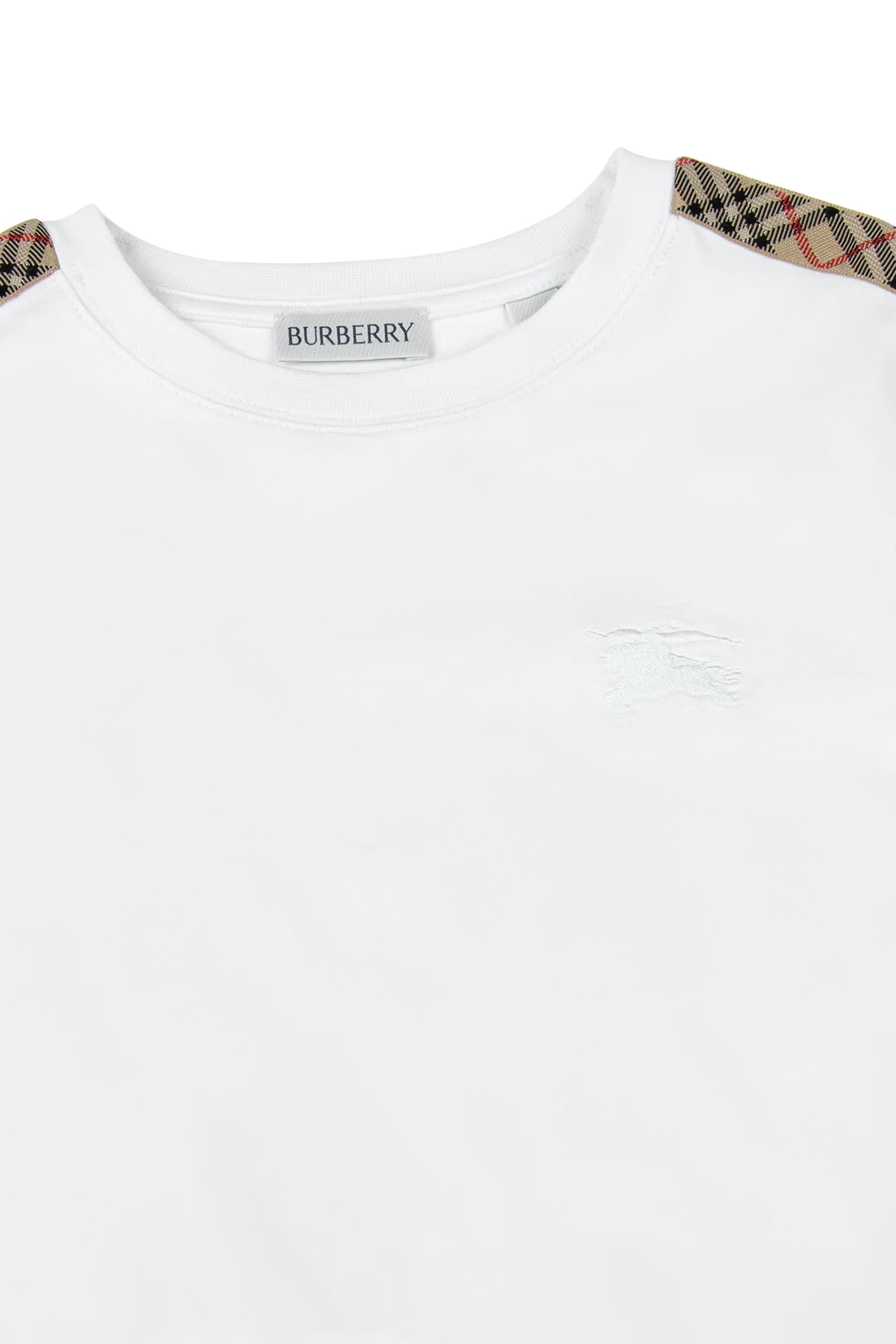 Kids Check Trim Cotton T-Shirt 