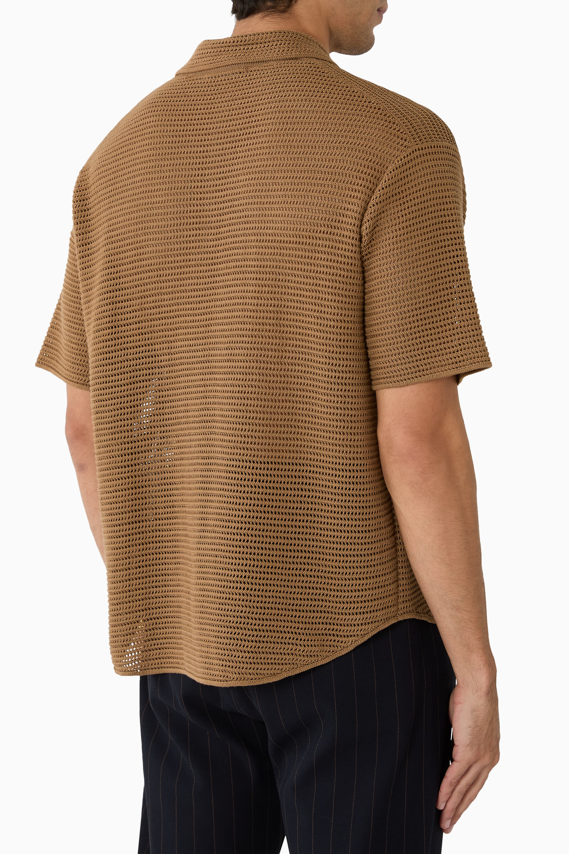  Cotton Mesh Knit Half-Sleeve Shirt 