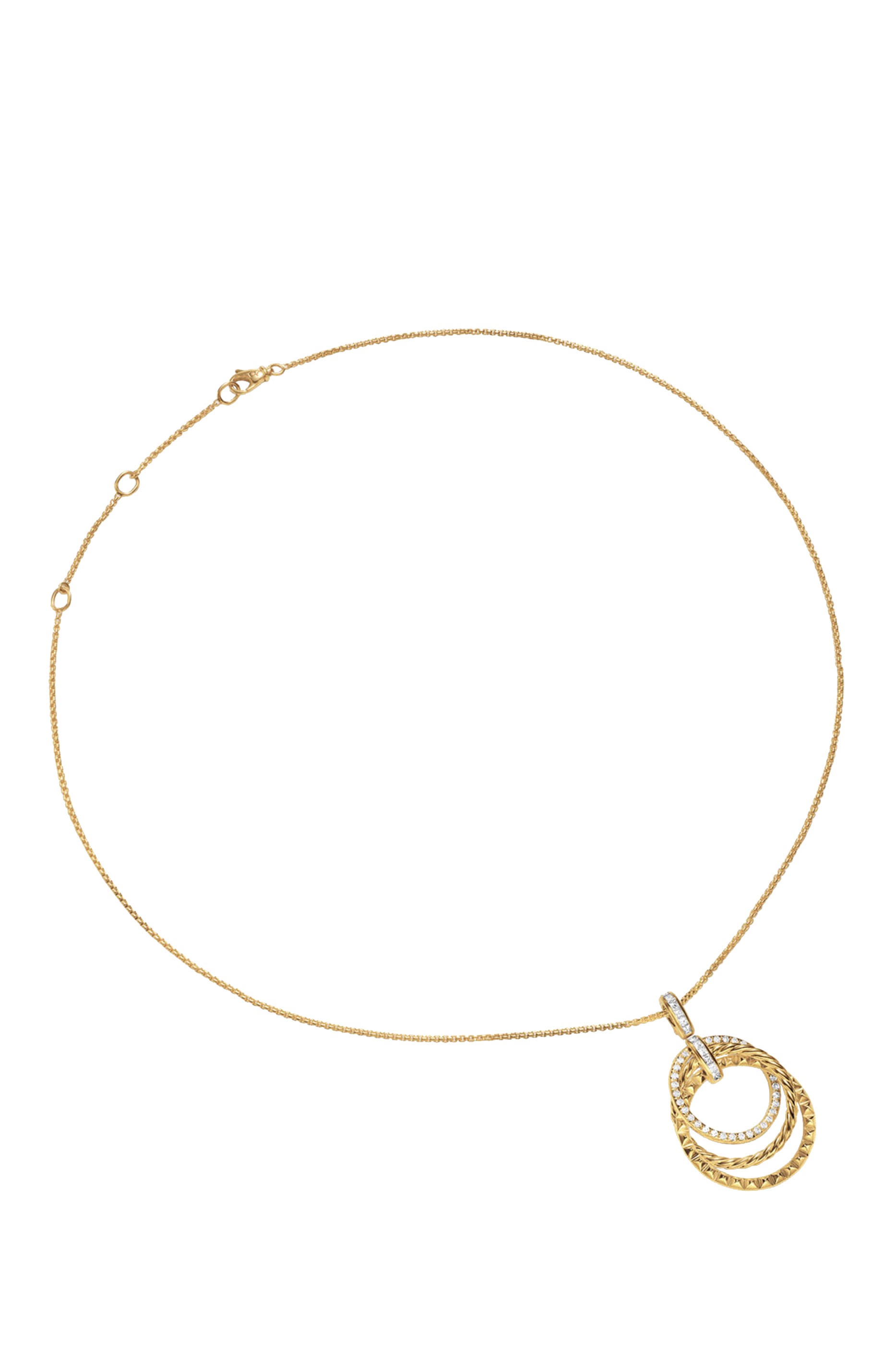 Crossover Trio Pendant Necklace, 18K Yellow Gold & Diamonds