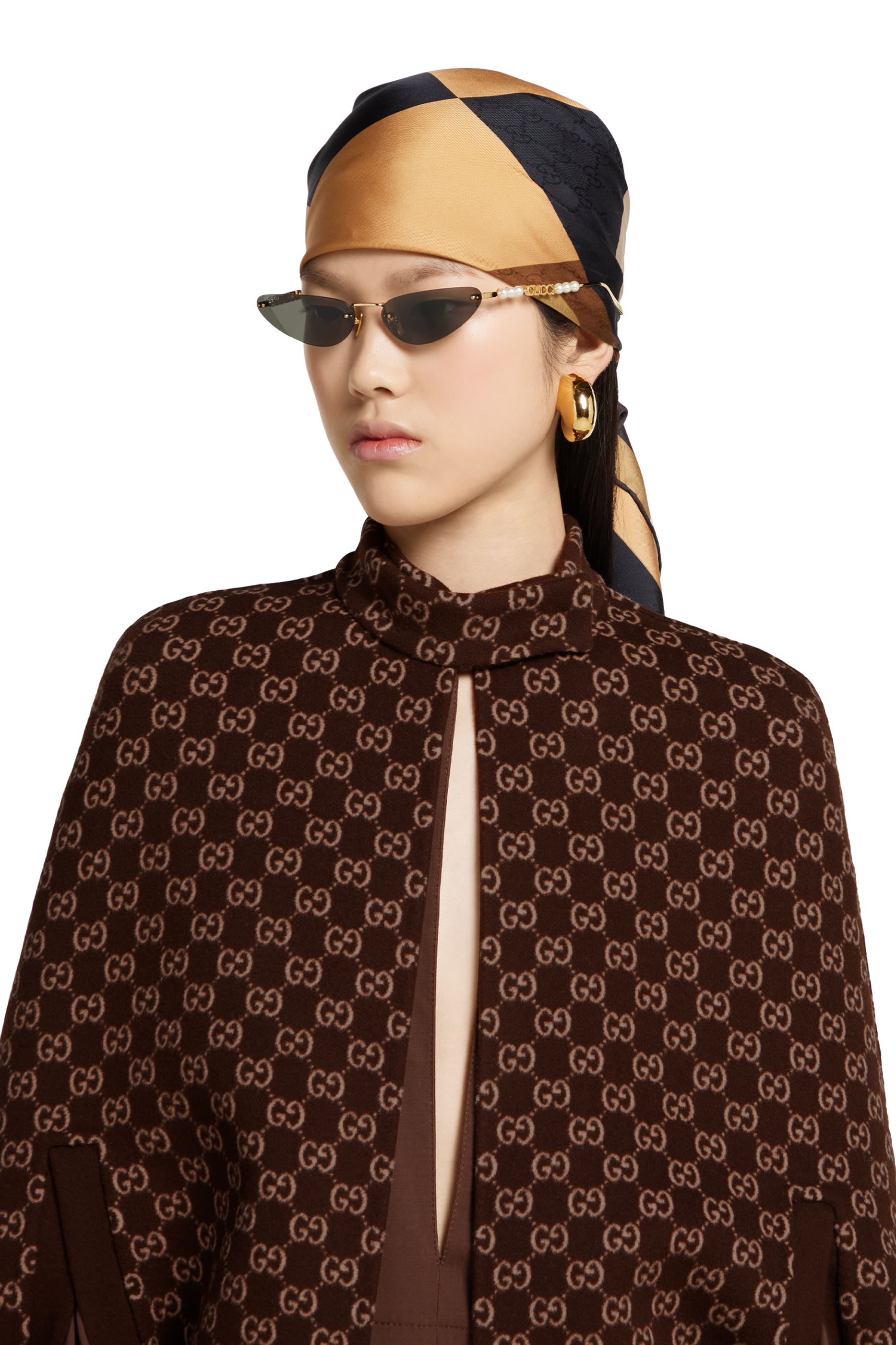 Silk Wool Cape with Horsebit 