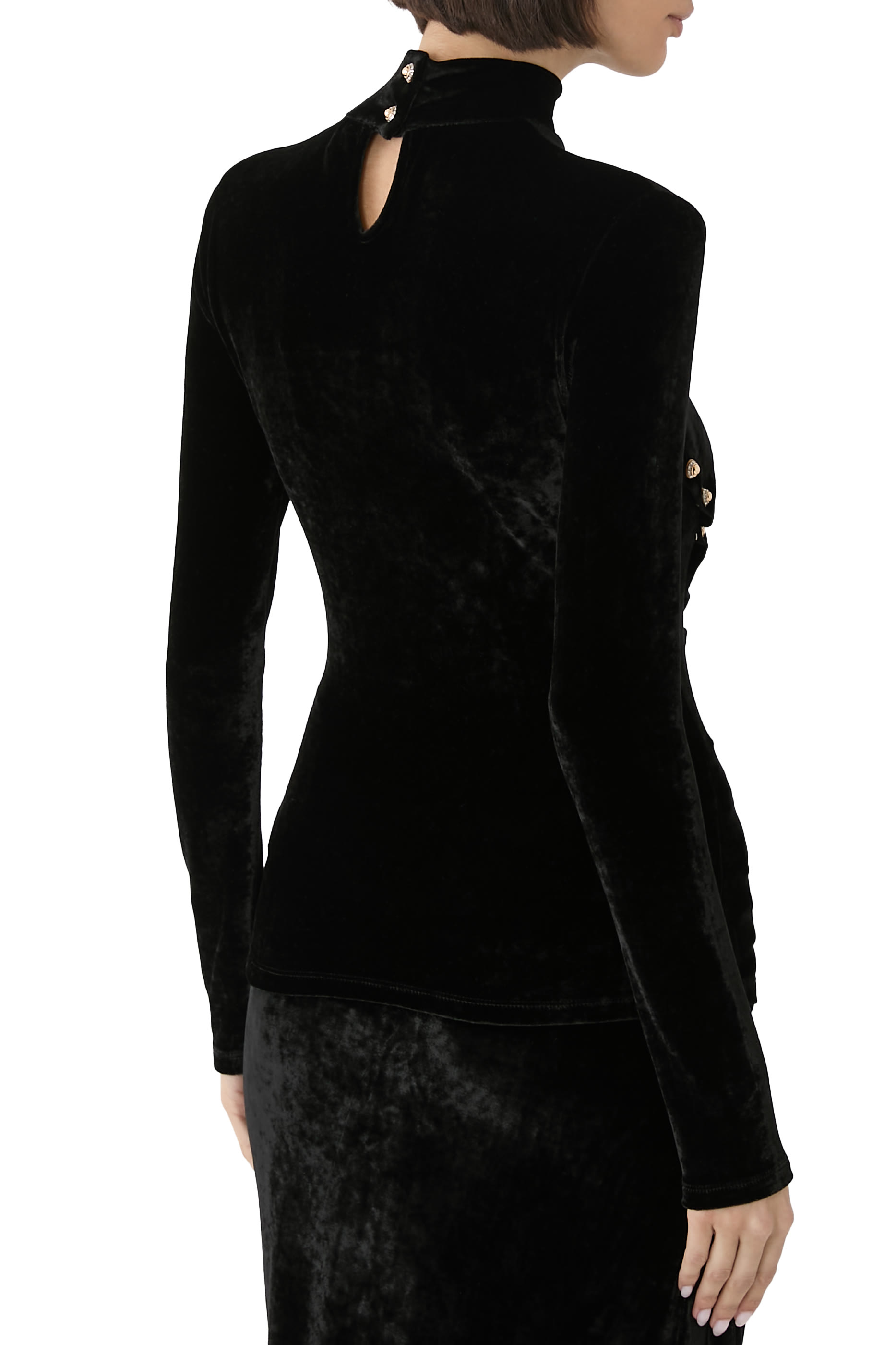 Long Sleeves Velvet Drape Top