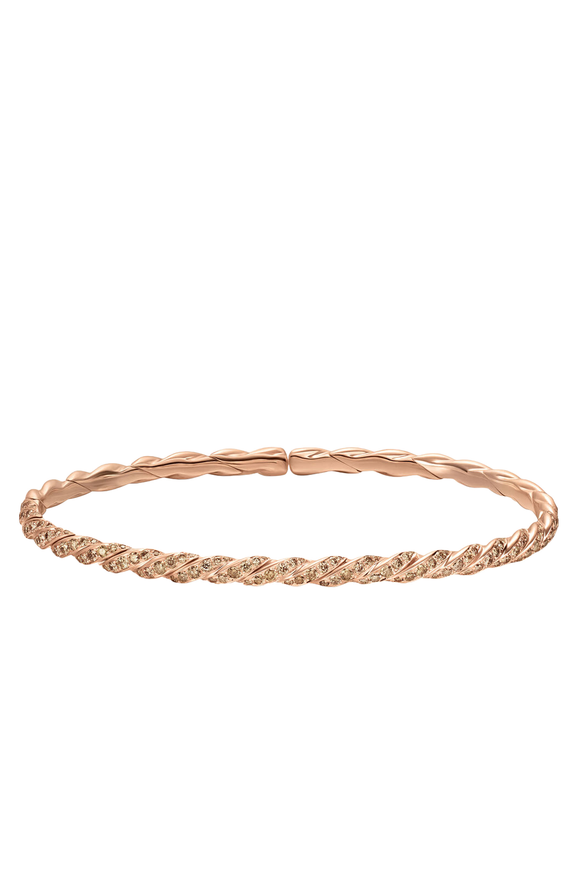 Sculpted Cable Flex Bracelet, 18K Rose Gold & Diamonds