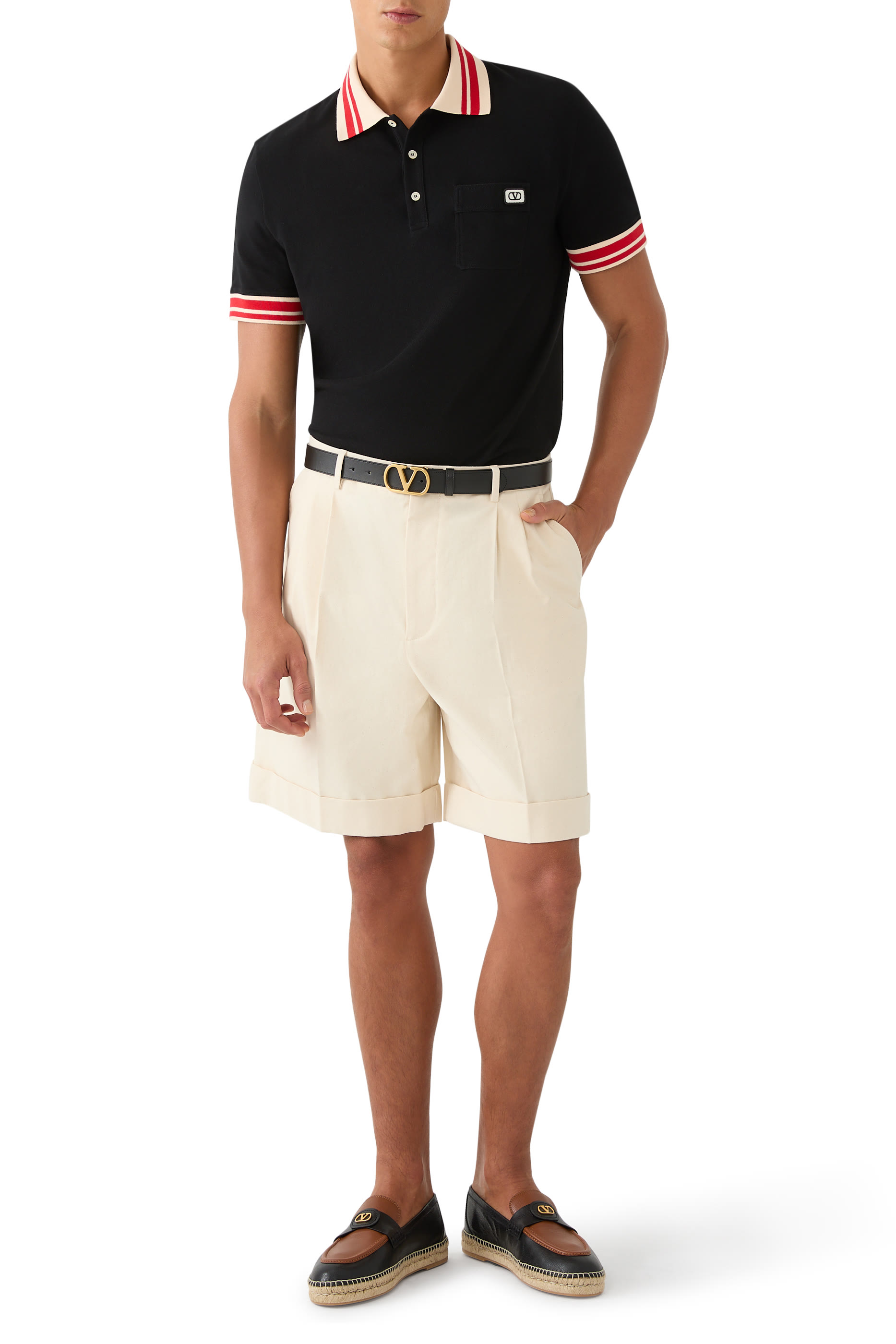 VLogo Patch Cotton Piqué Polo Shirt