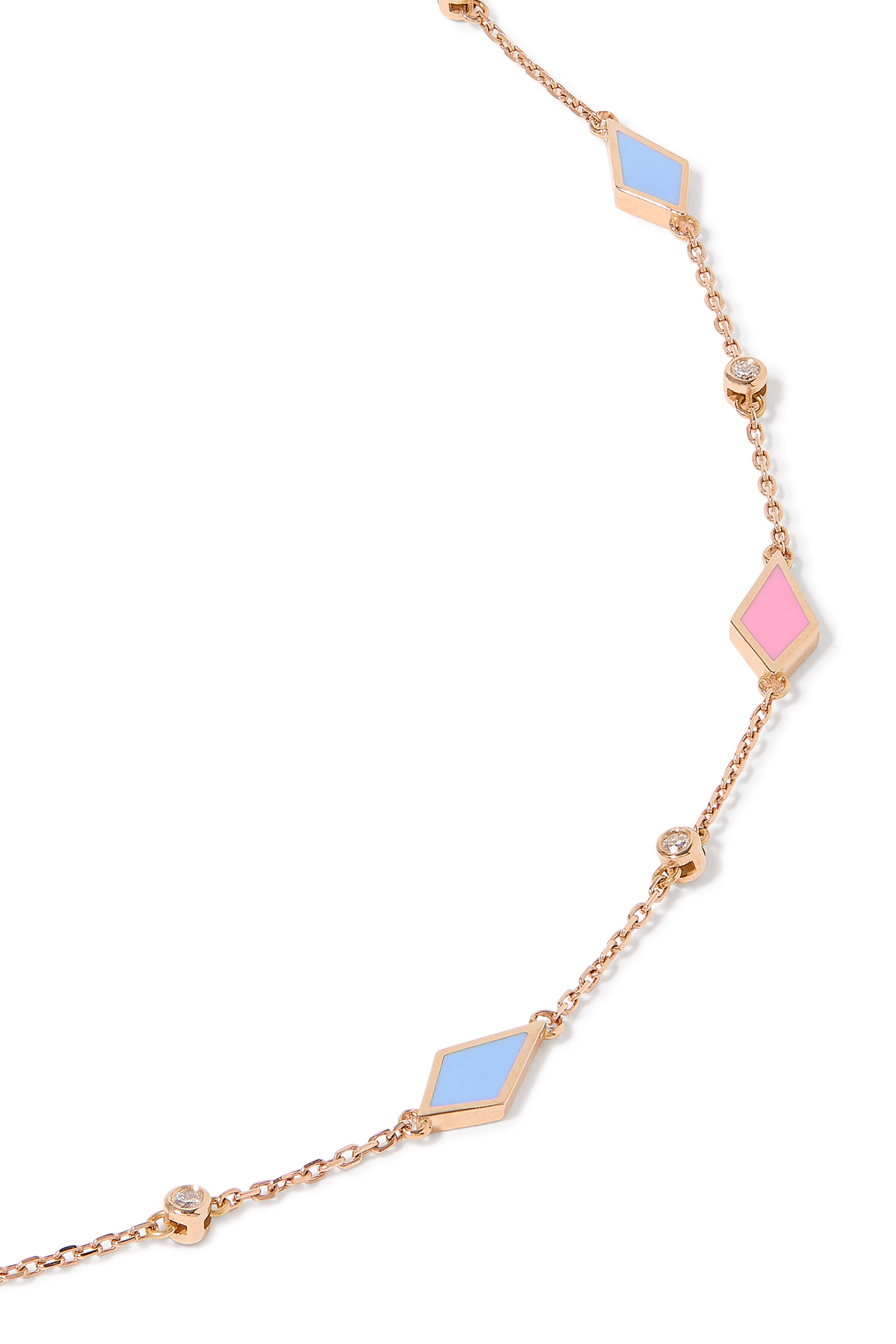 Mosaic Rose Gold Choker, 18K Rose Gold, Enamel & Diamonds