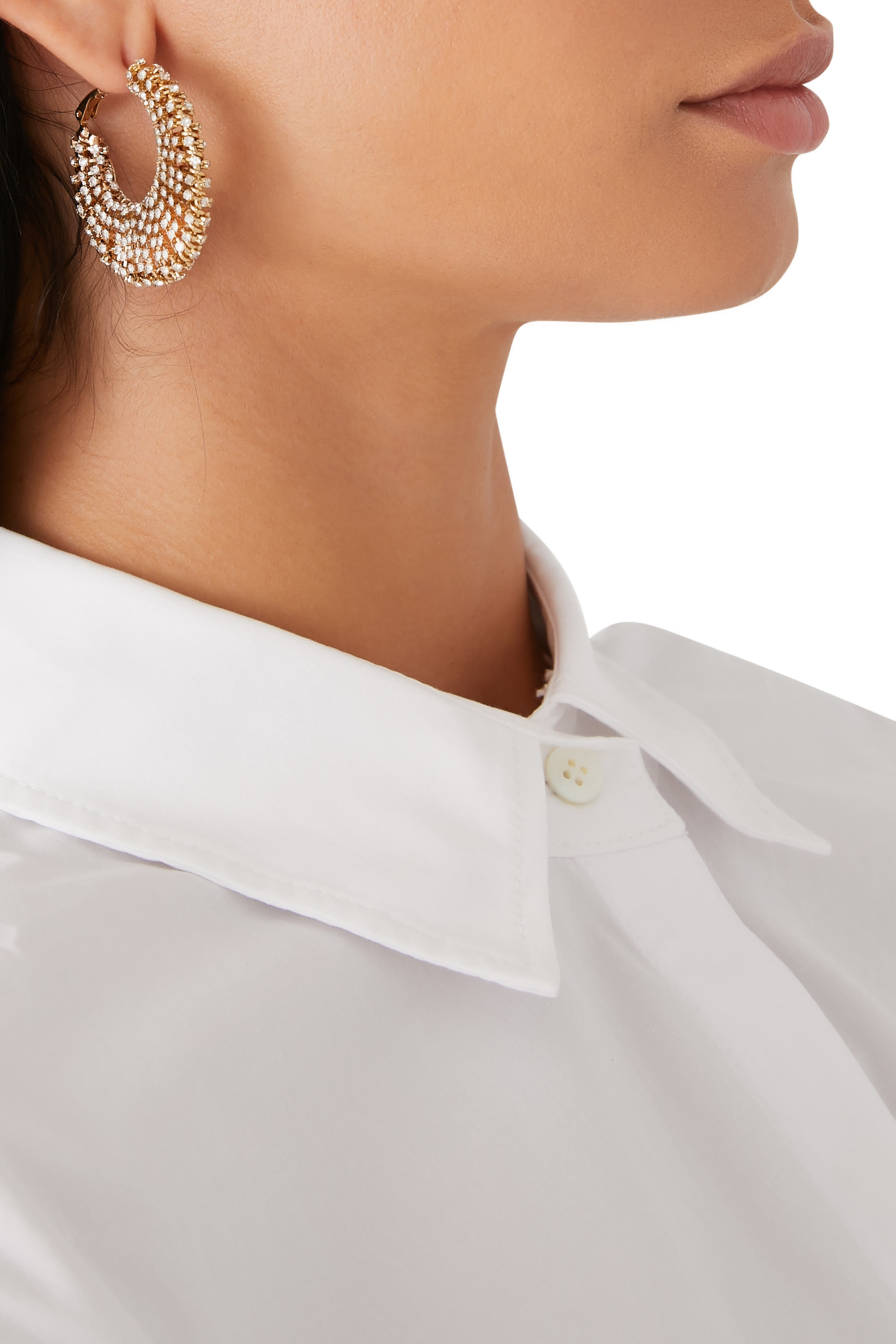 Izzia Earrings, Gold-Plated Metal with Crystal