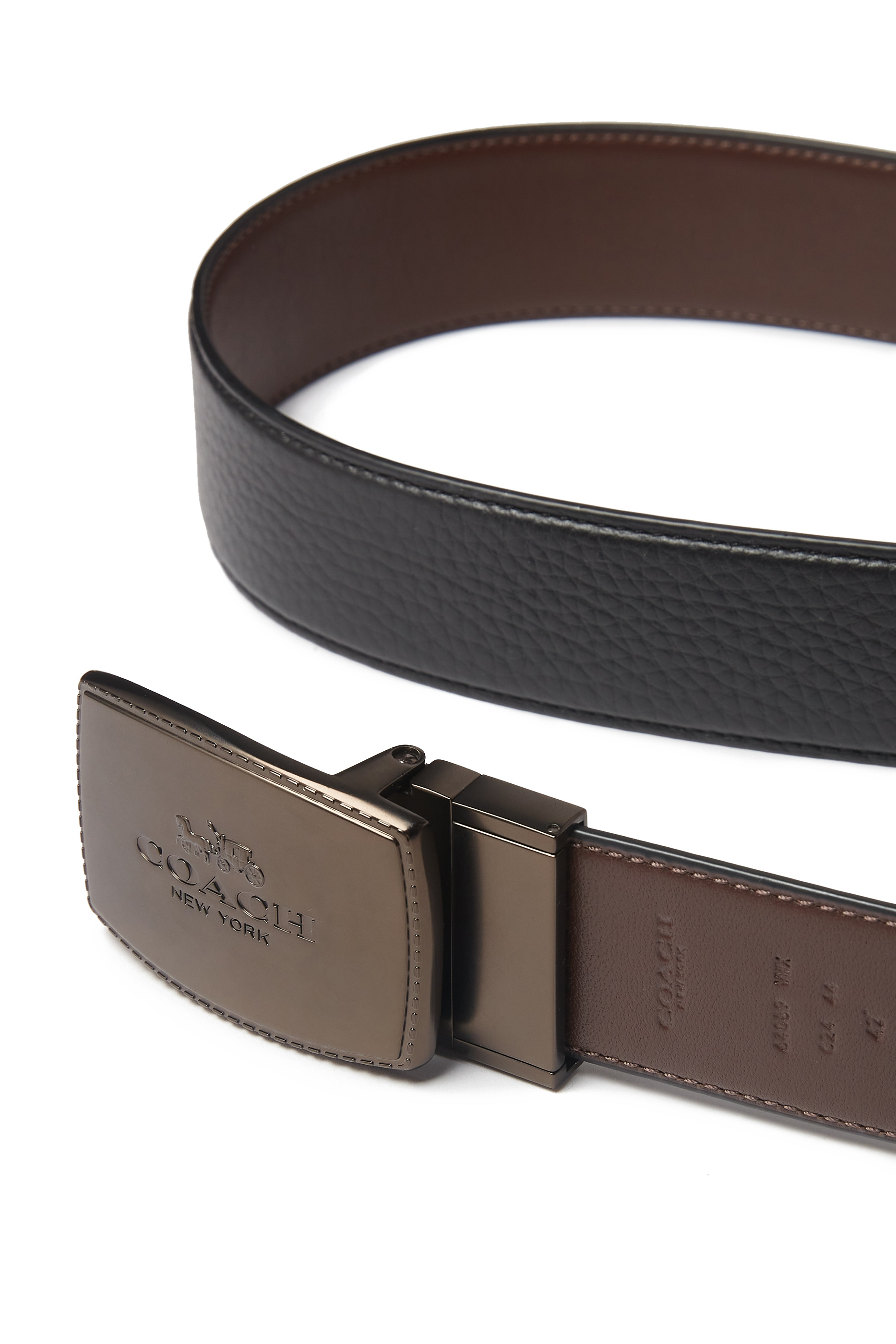 Stitched Plaque Buckle Reversible Belt