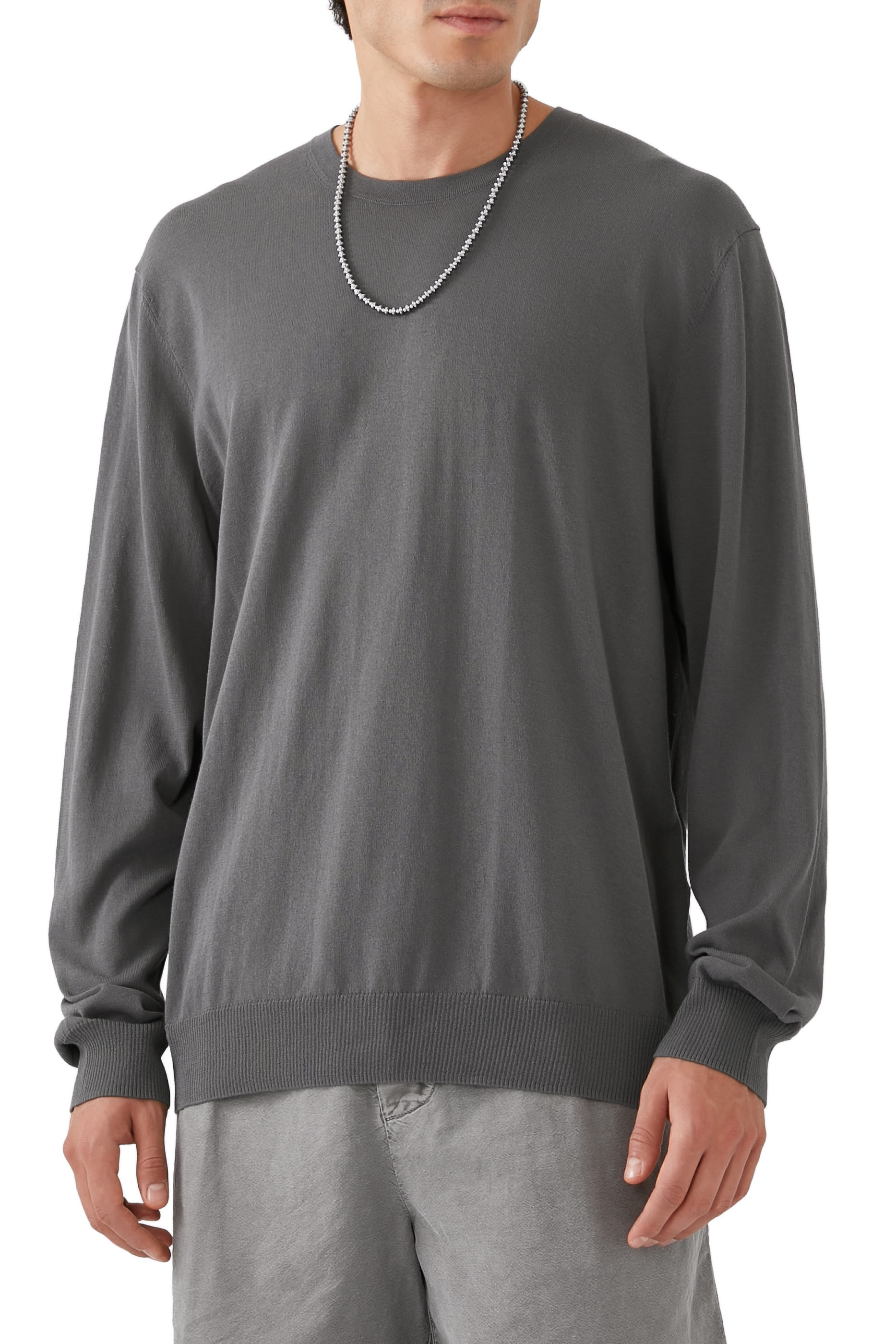 Stretch Cotton Crew Sweater