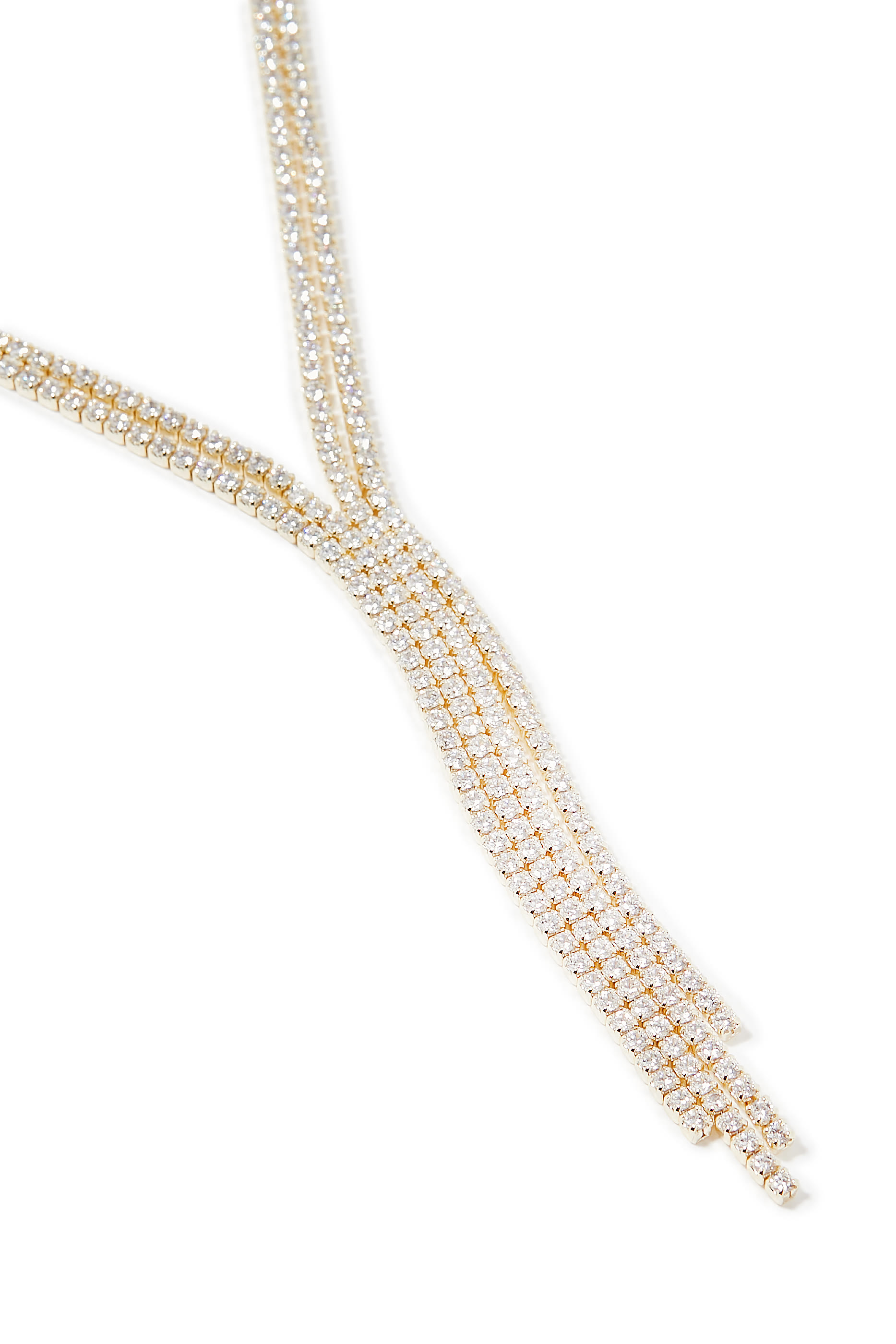 Round Fringe Necklace, Gold-Plated Brass & Cubic Zirconia