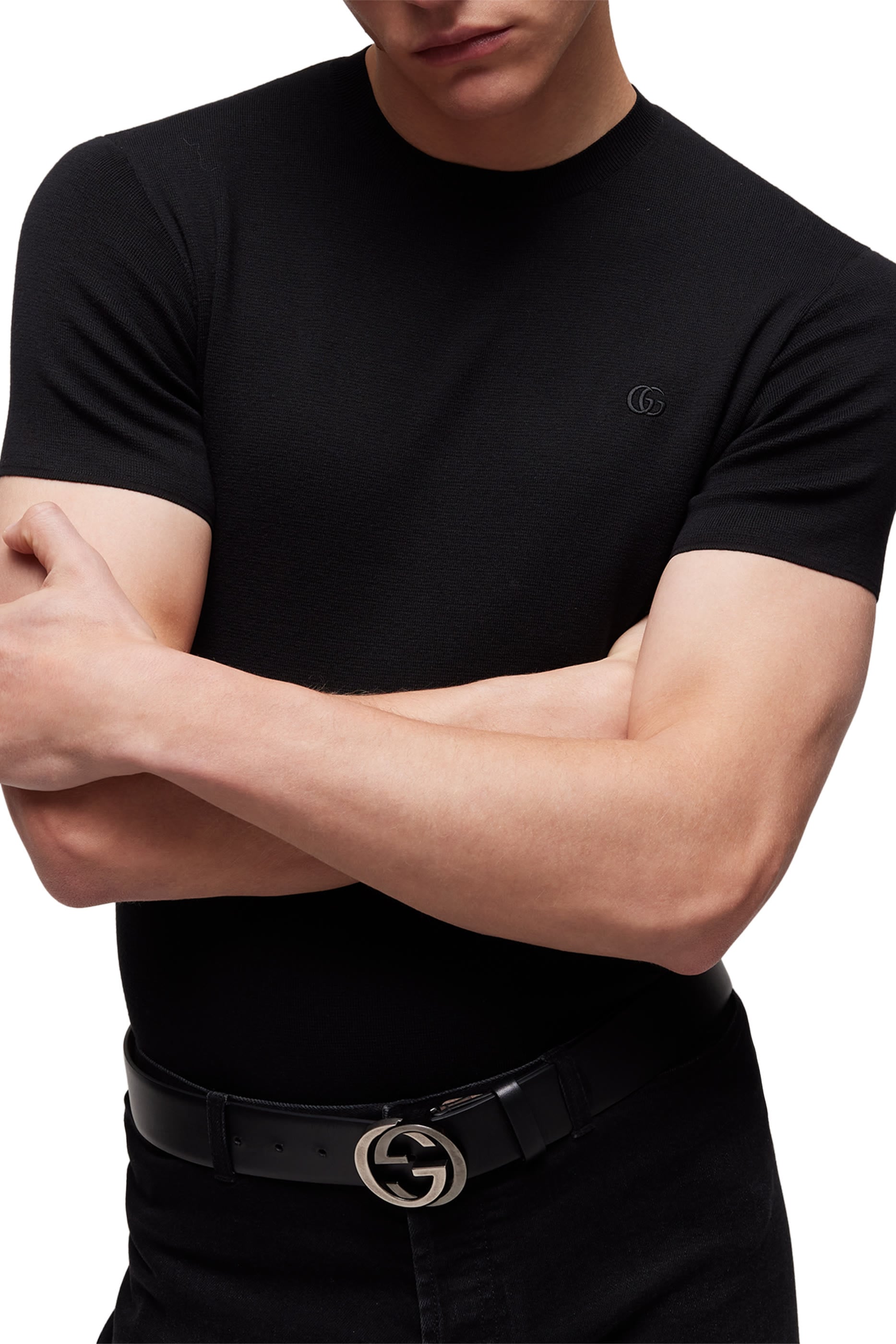 Knit Silk Cotton T-Shirt with Embroidery