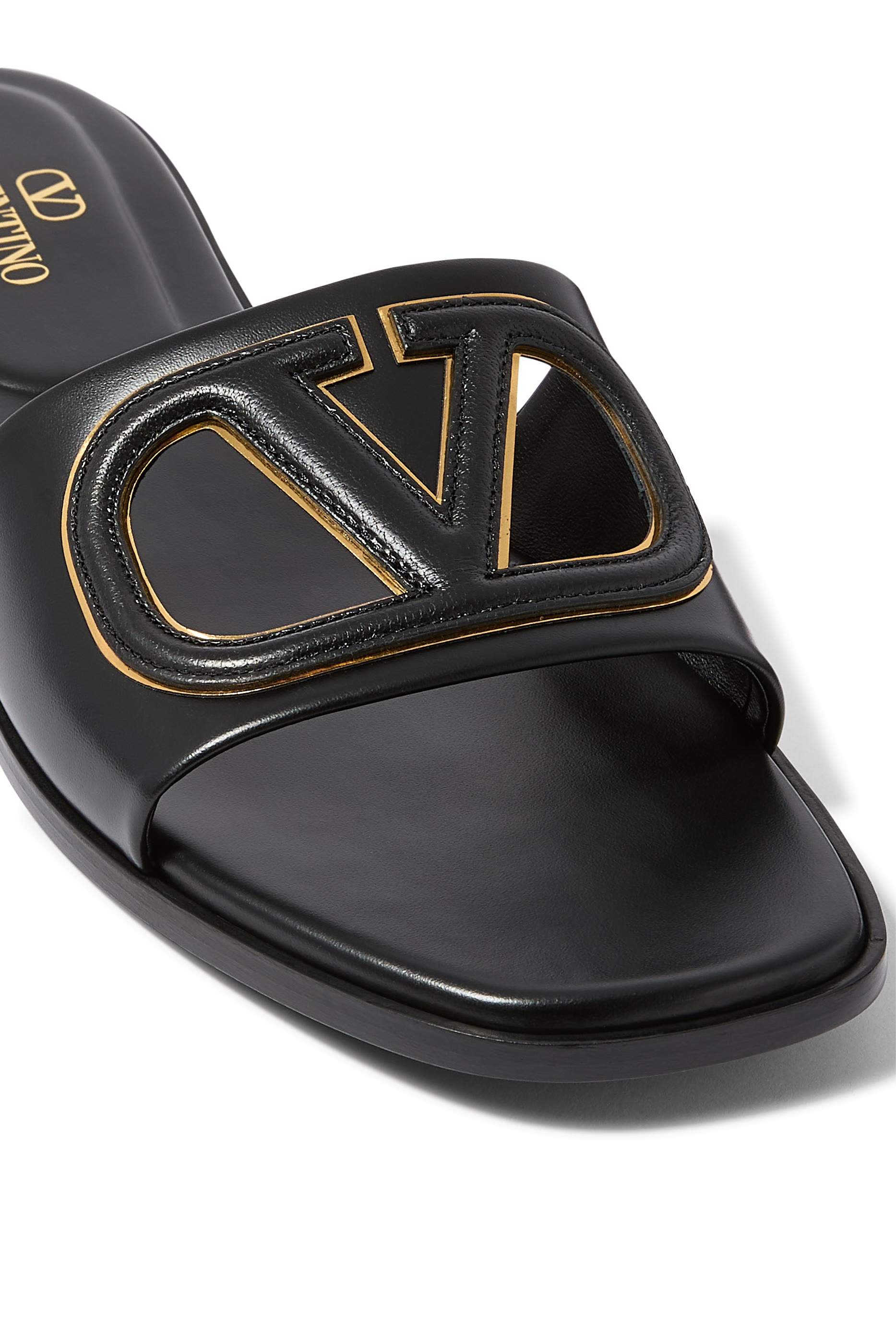 VLogo Cut-Out Calfskin Slides