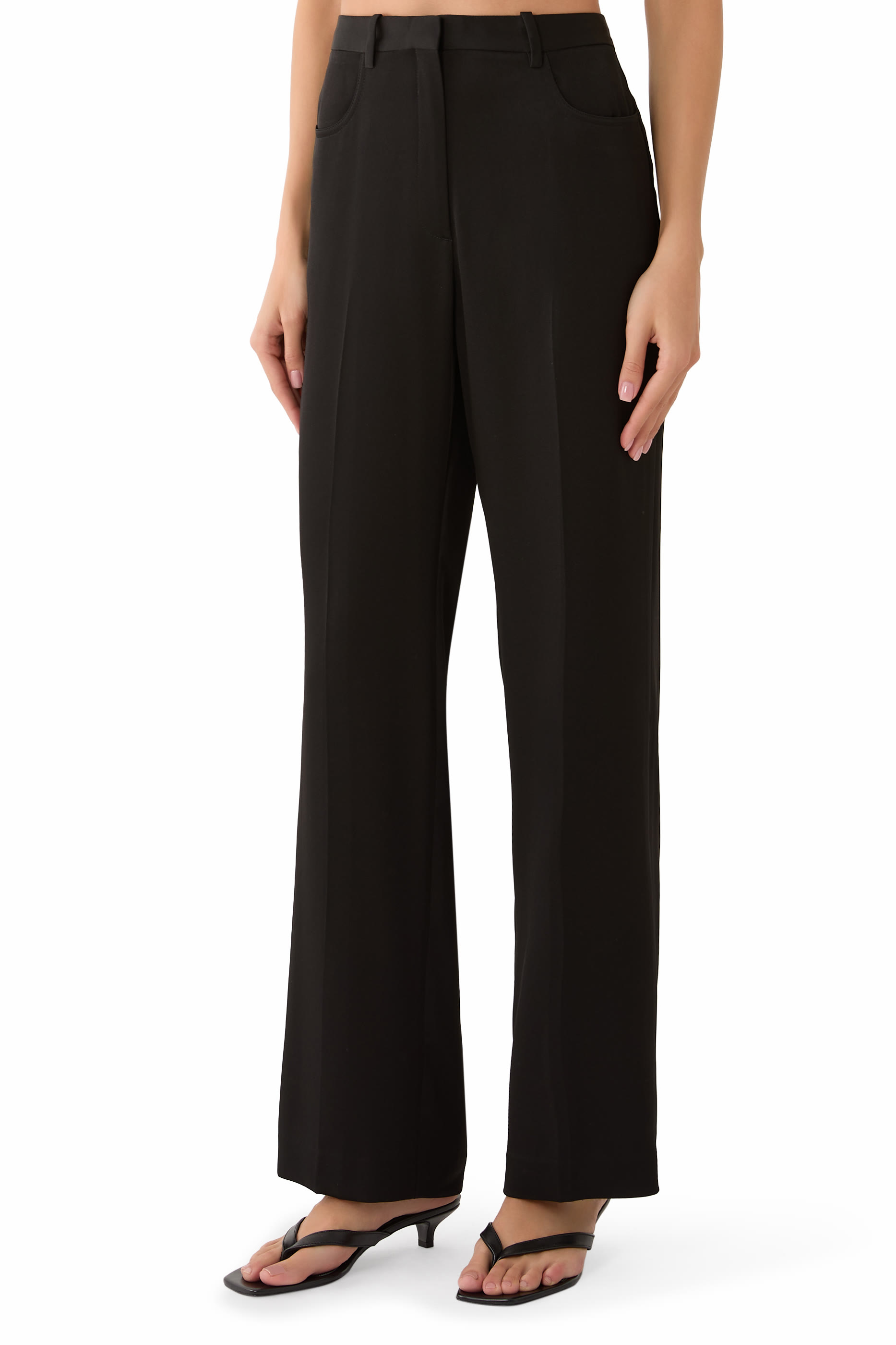 Straight Leg Satin Trousers 