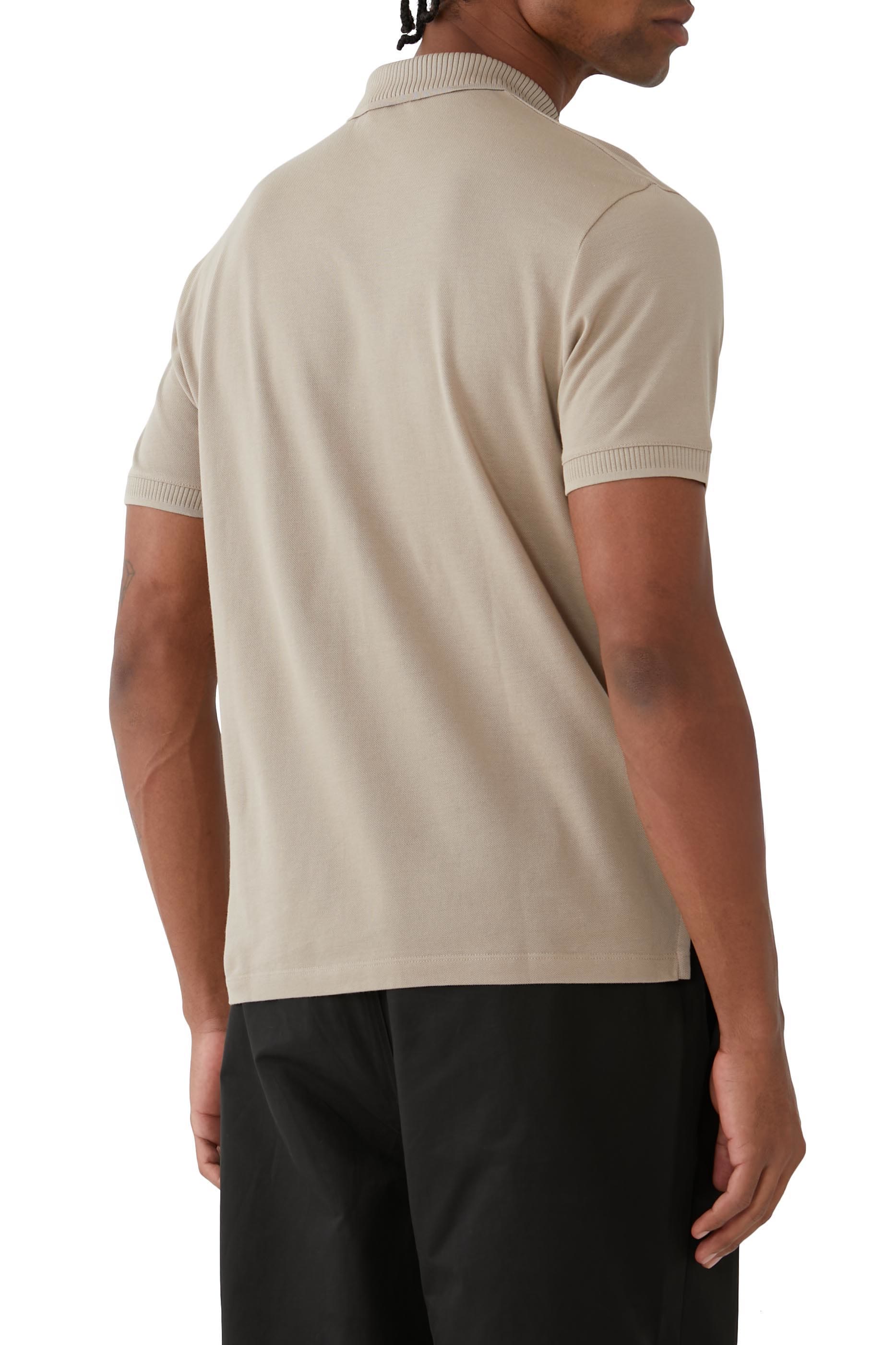 Micro Eagle Logo Ribbed Collar Polo Shirt