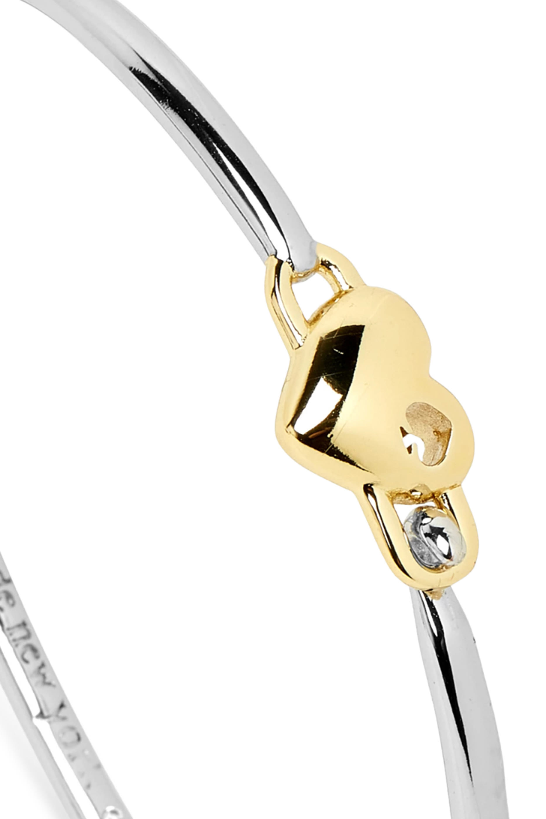 Heart Spade Solitaire Bangle, Brass & Cubic Zirconia