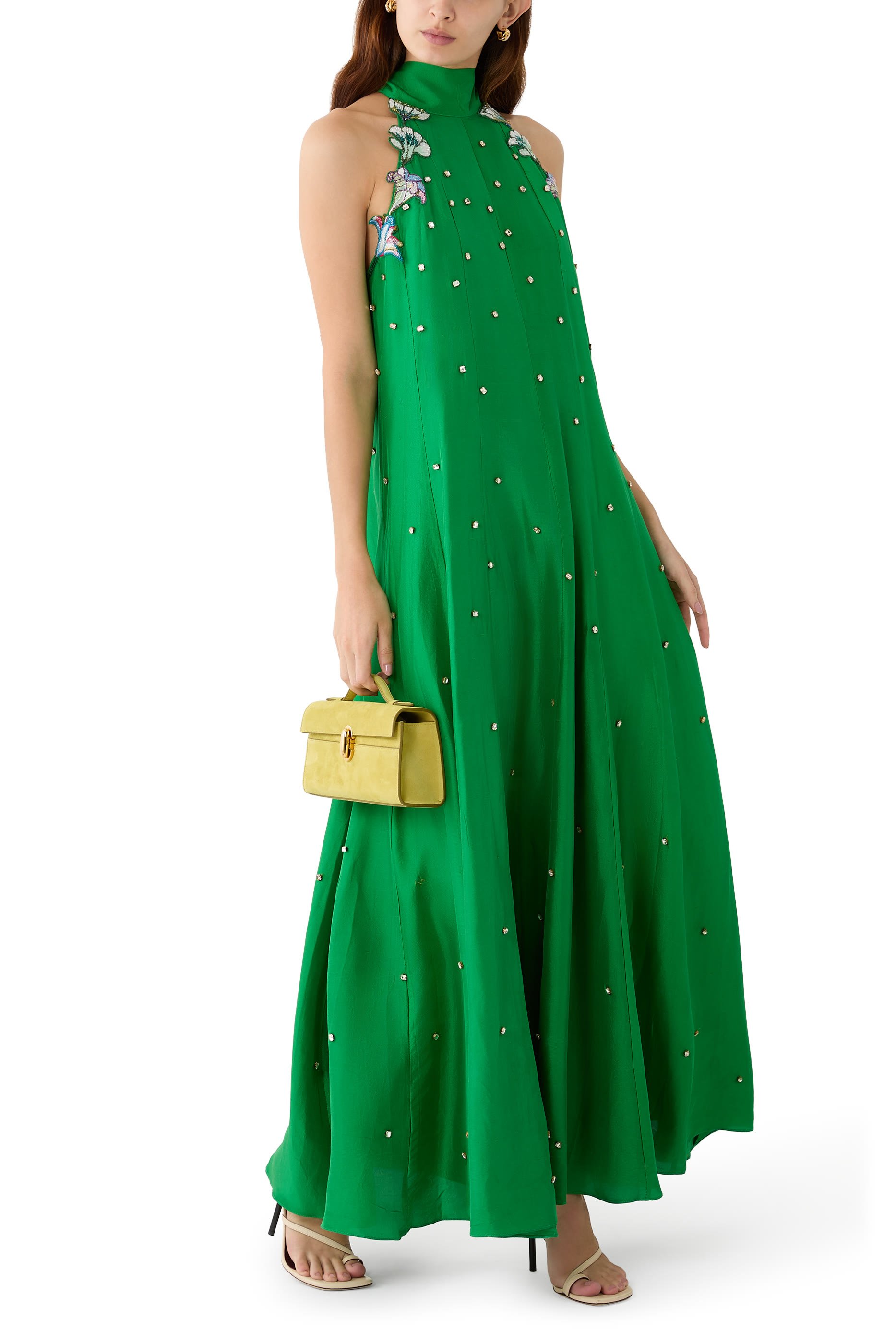  Lush Emerald Embroidered Dress