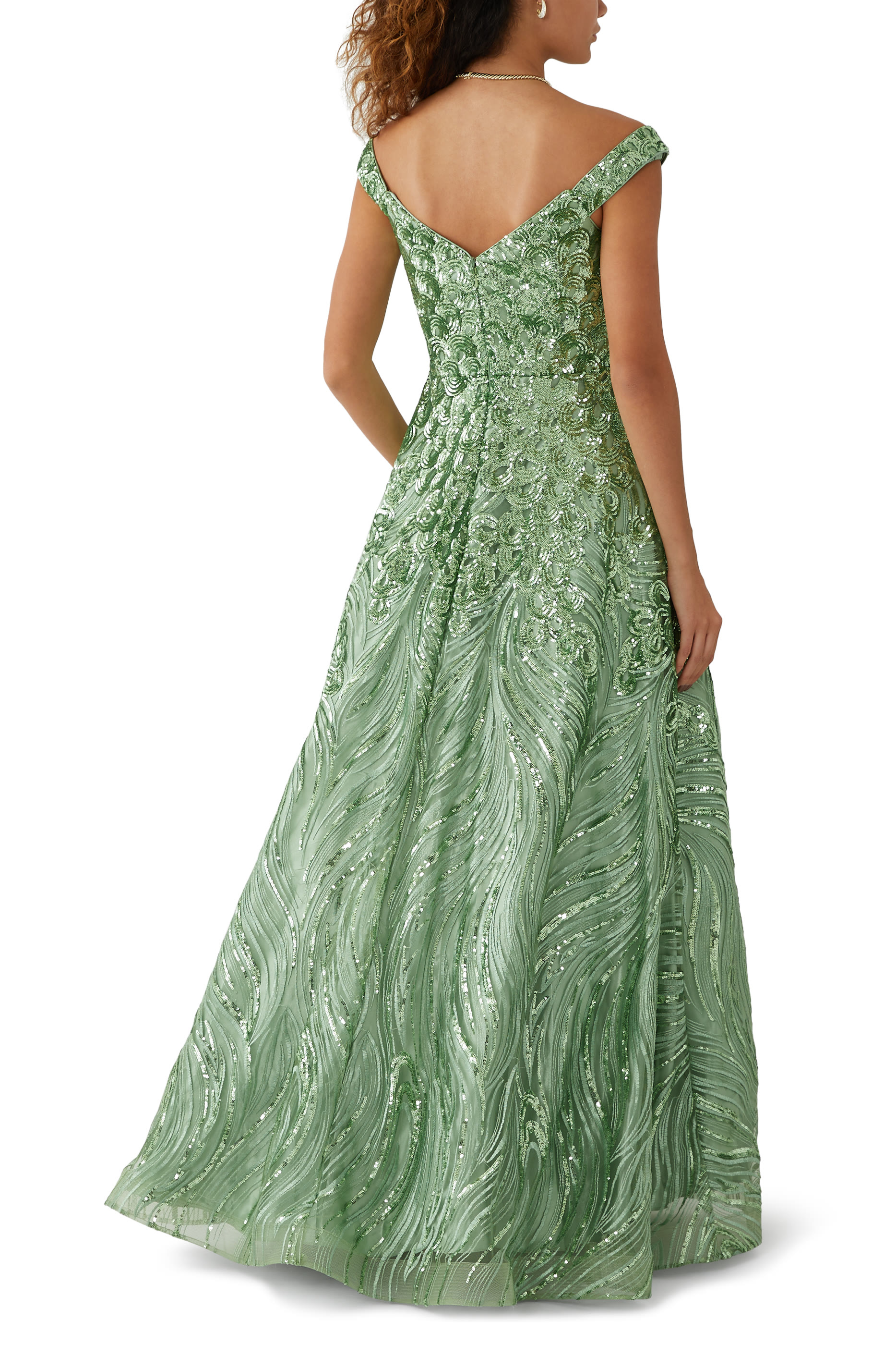 Off the Shoulder Swirl Gown