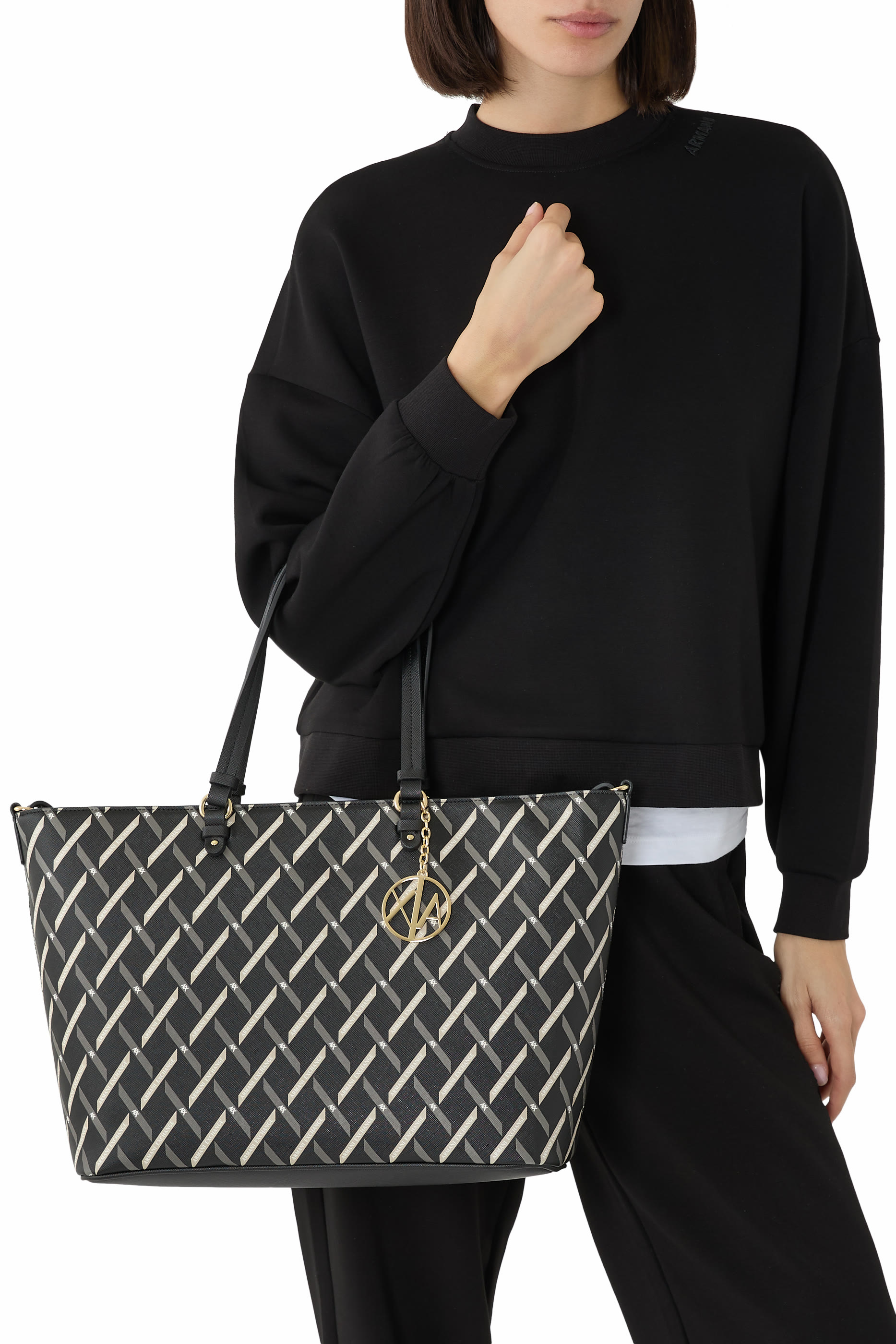 Gynger Square Patterned Lines Tote Bag