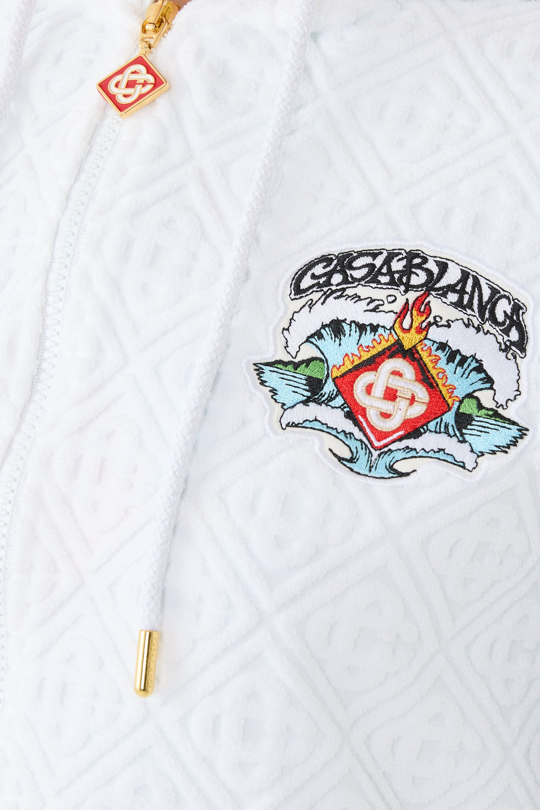 Towelling Waves Monogram Zip Through Hoodie 