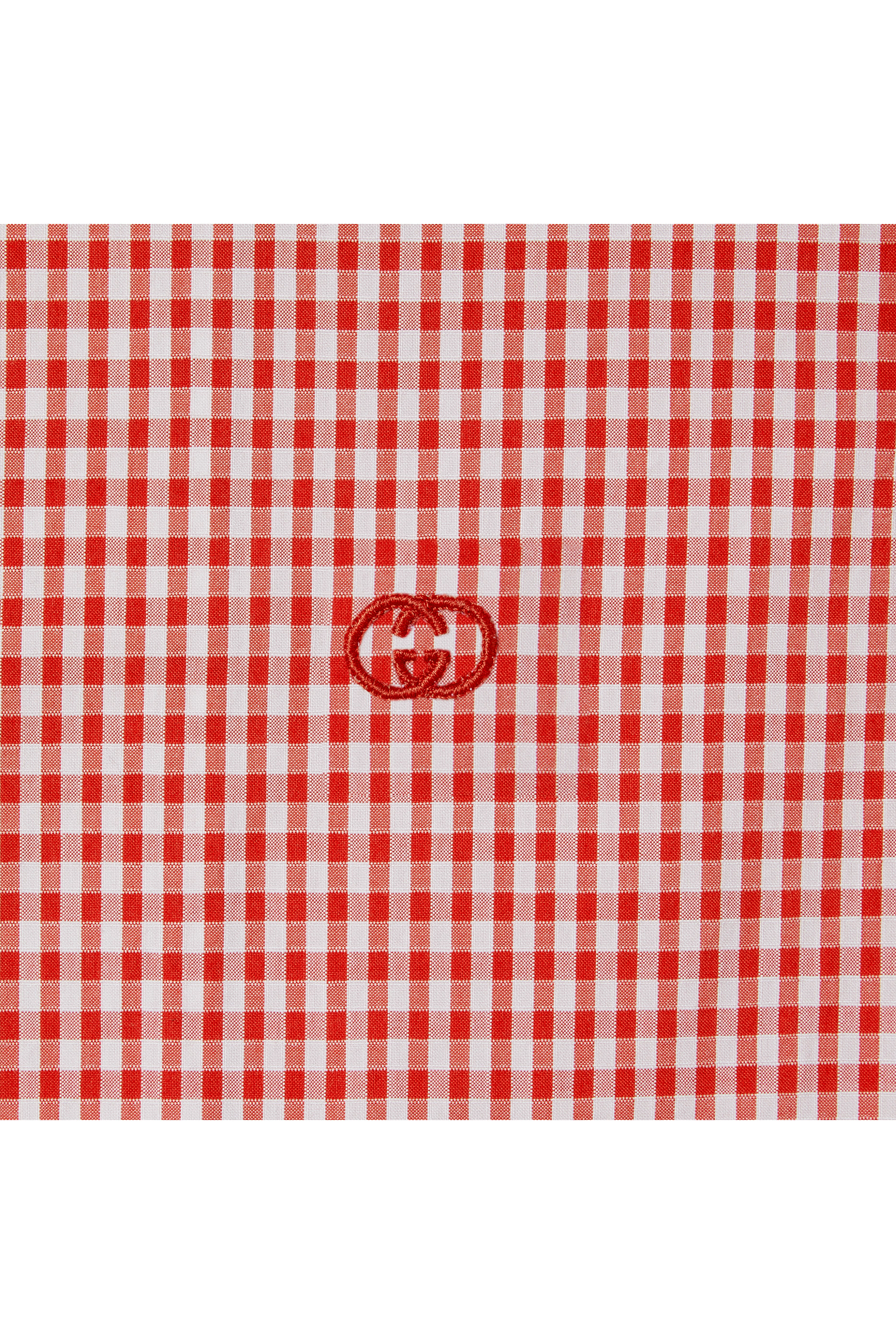 Kids Interlocking G Embroidery Gingham Shirt