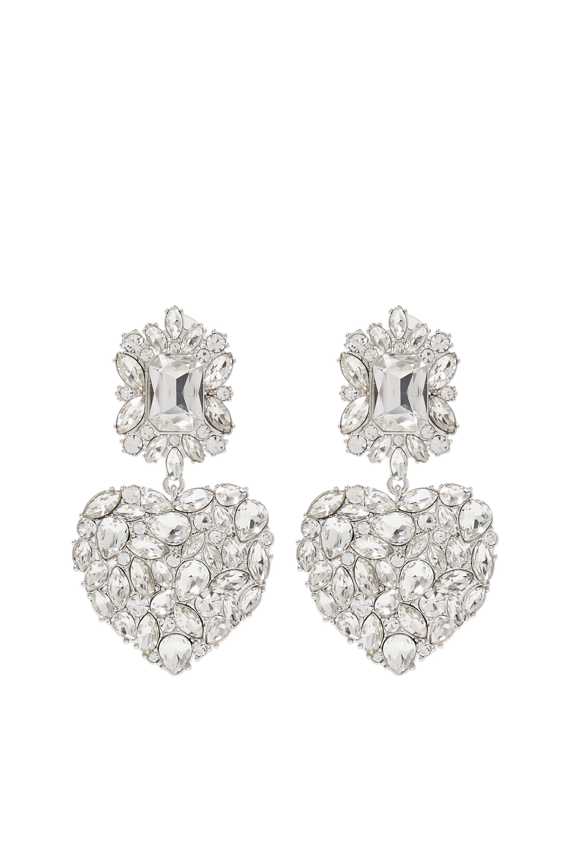 Crystal Heart Tiered Earrings