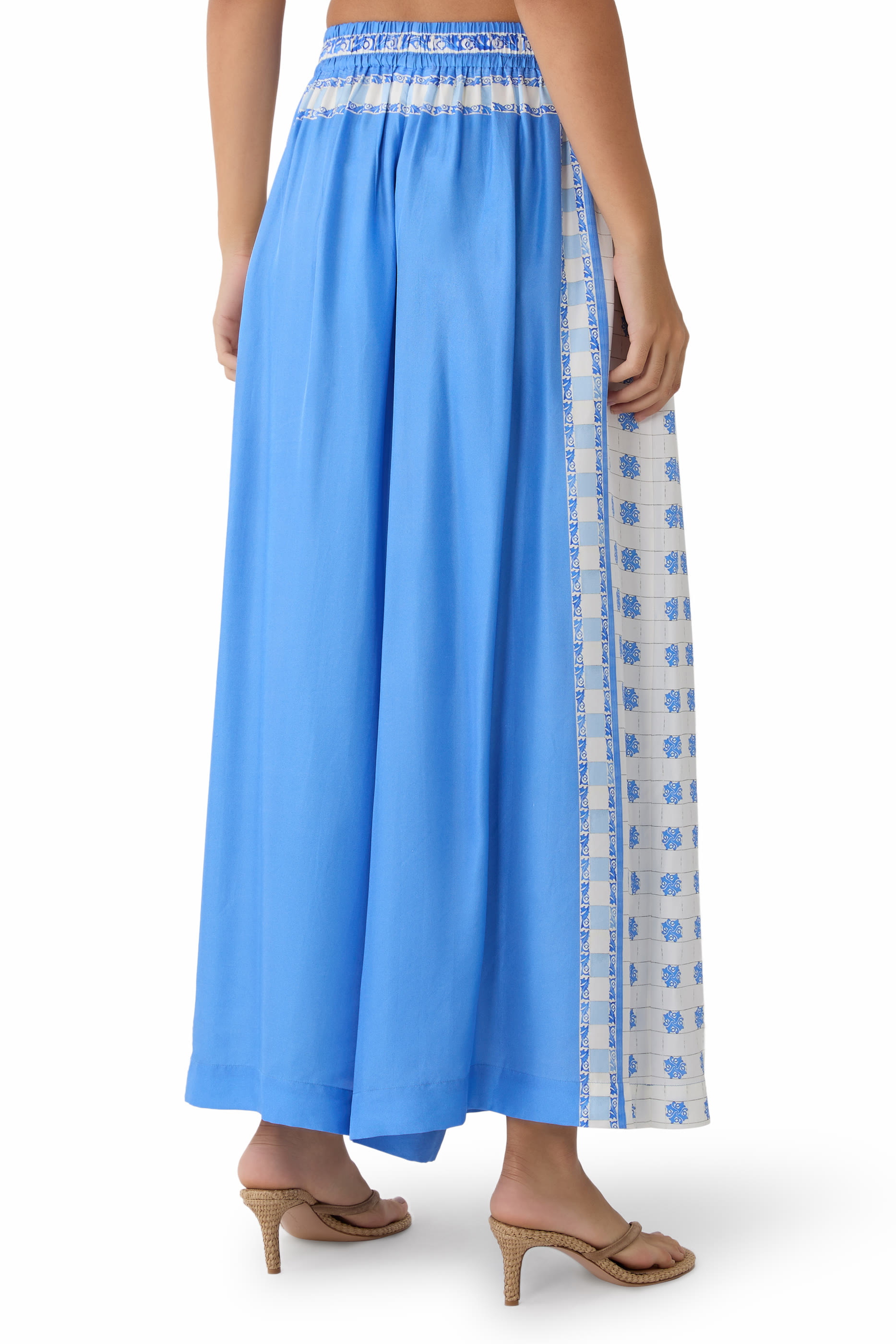 Printed Wide-Leg Elastic Waist Pants