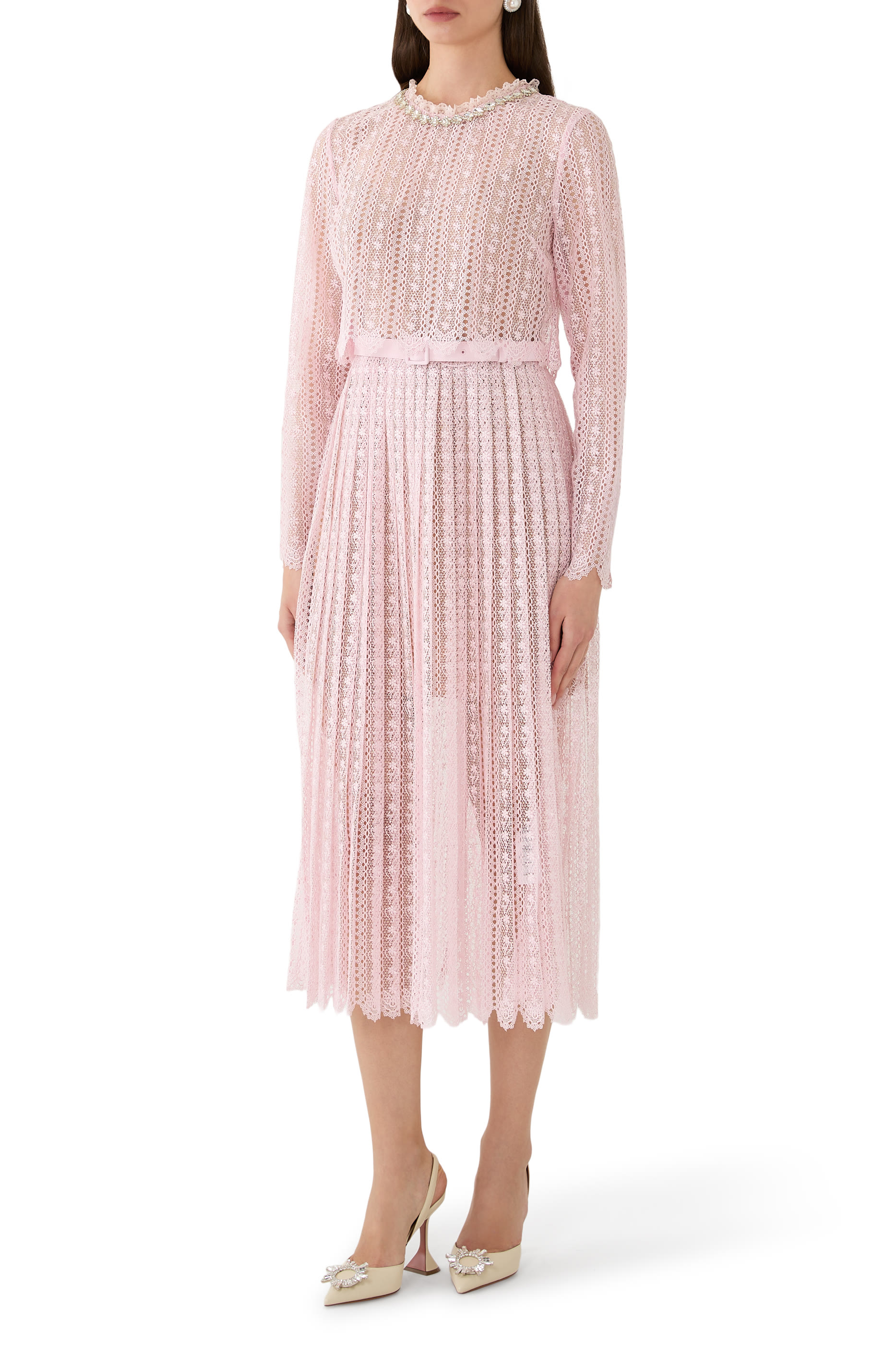 Organza Lace Midi Dress 