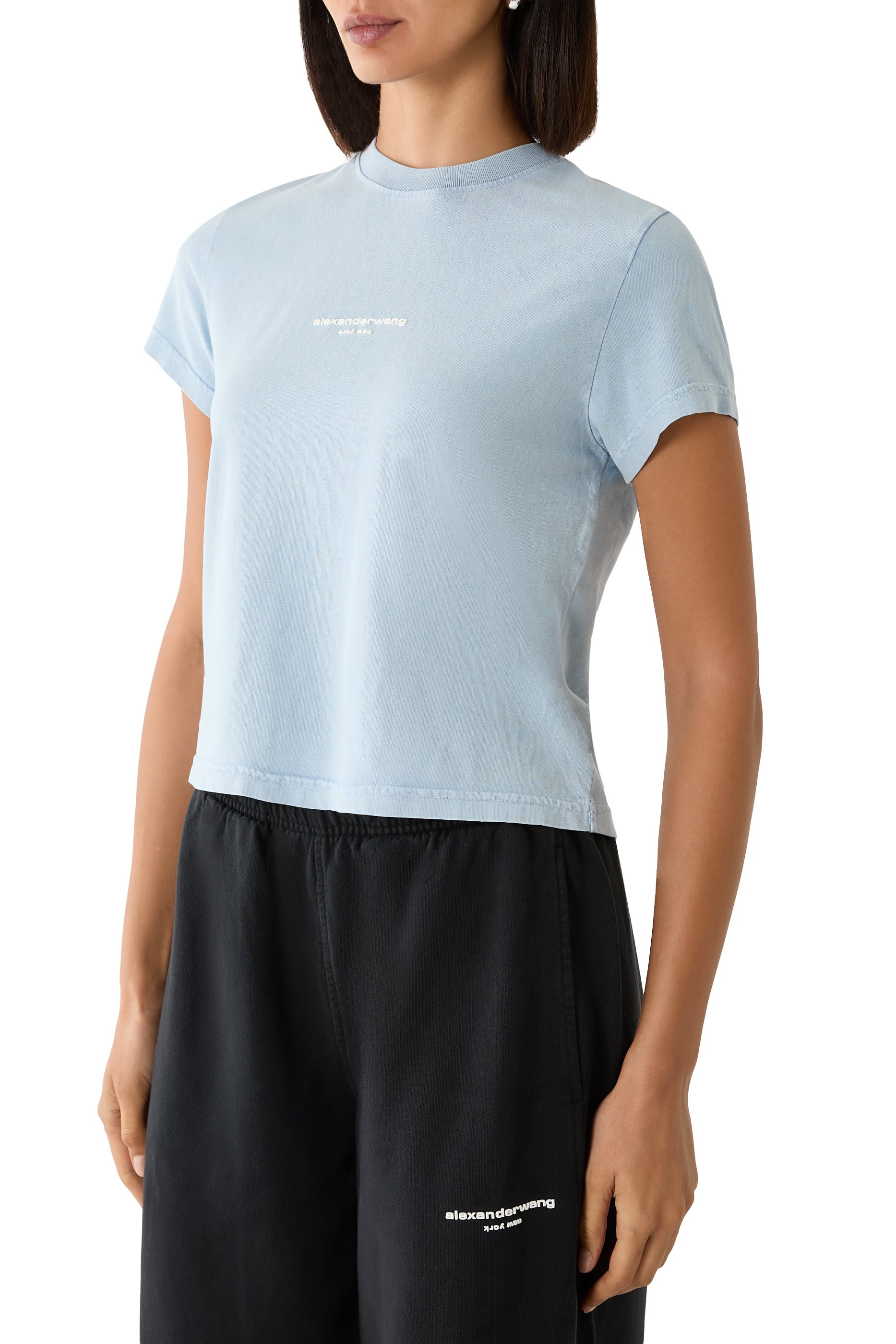 Logo Print Shrunken Short Sleeve T-Shirt 
