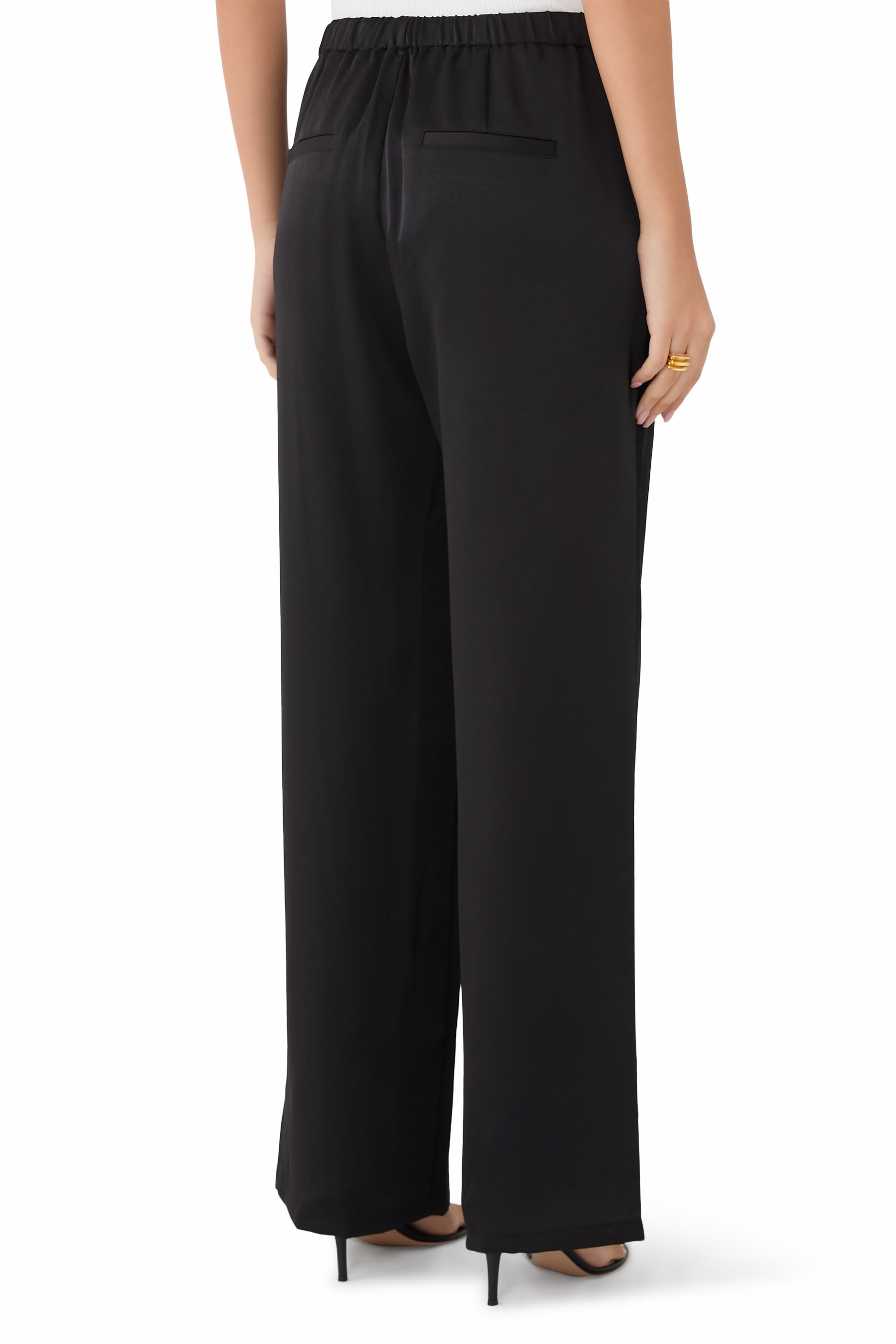 Side-Strap Crepe Pull-On Pants