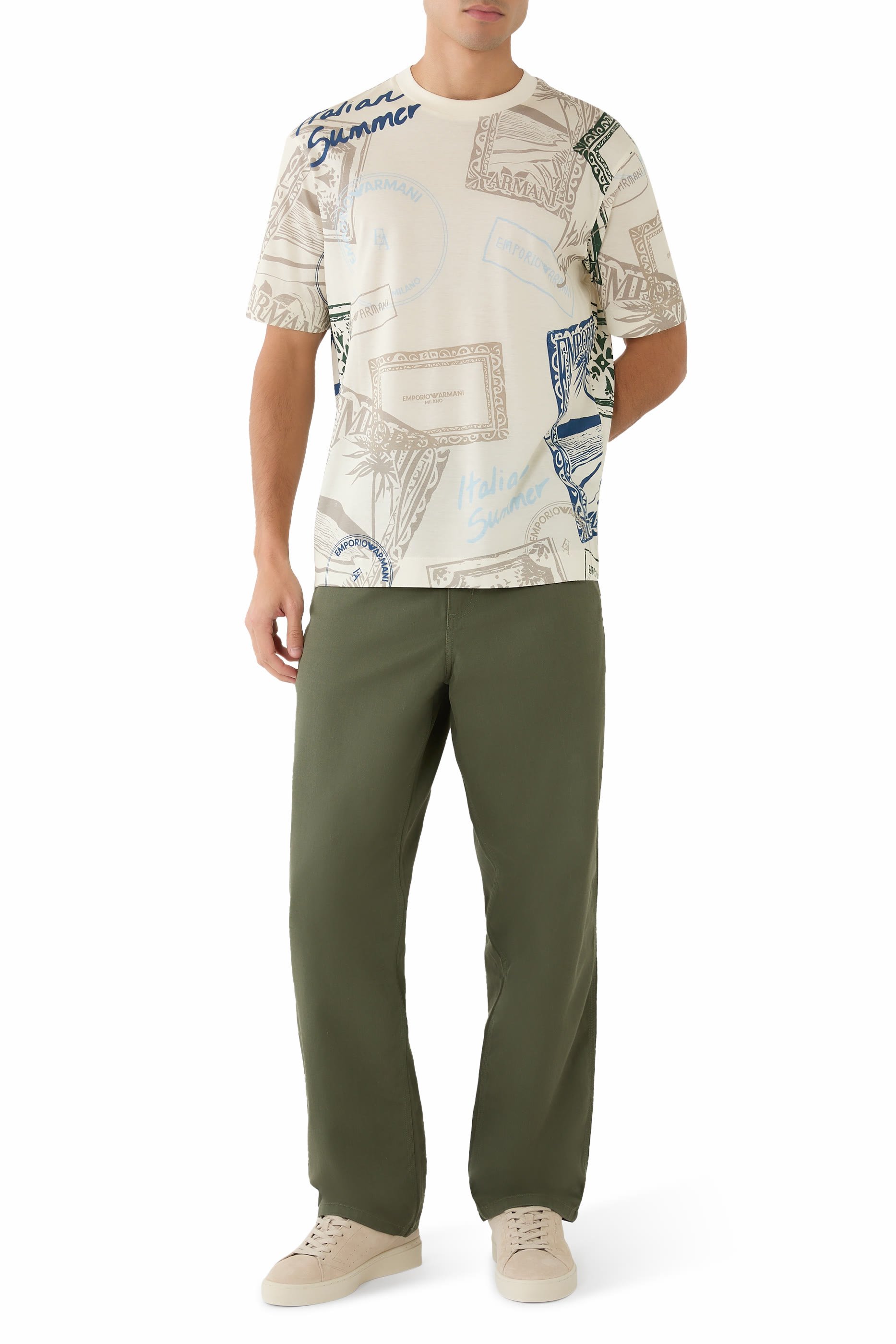 Travel Stamp-Print T-Shirt