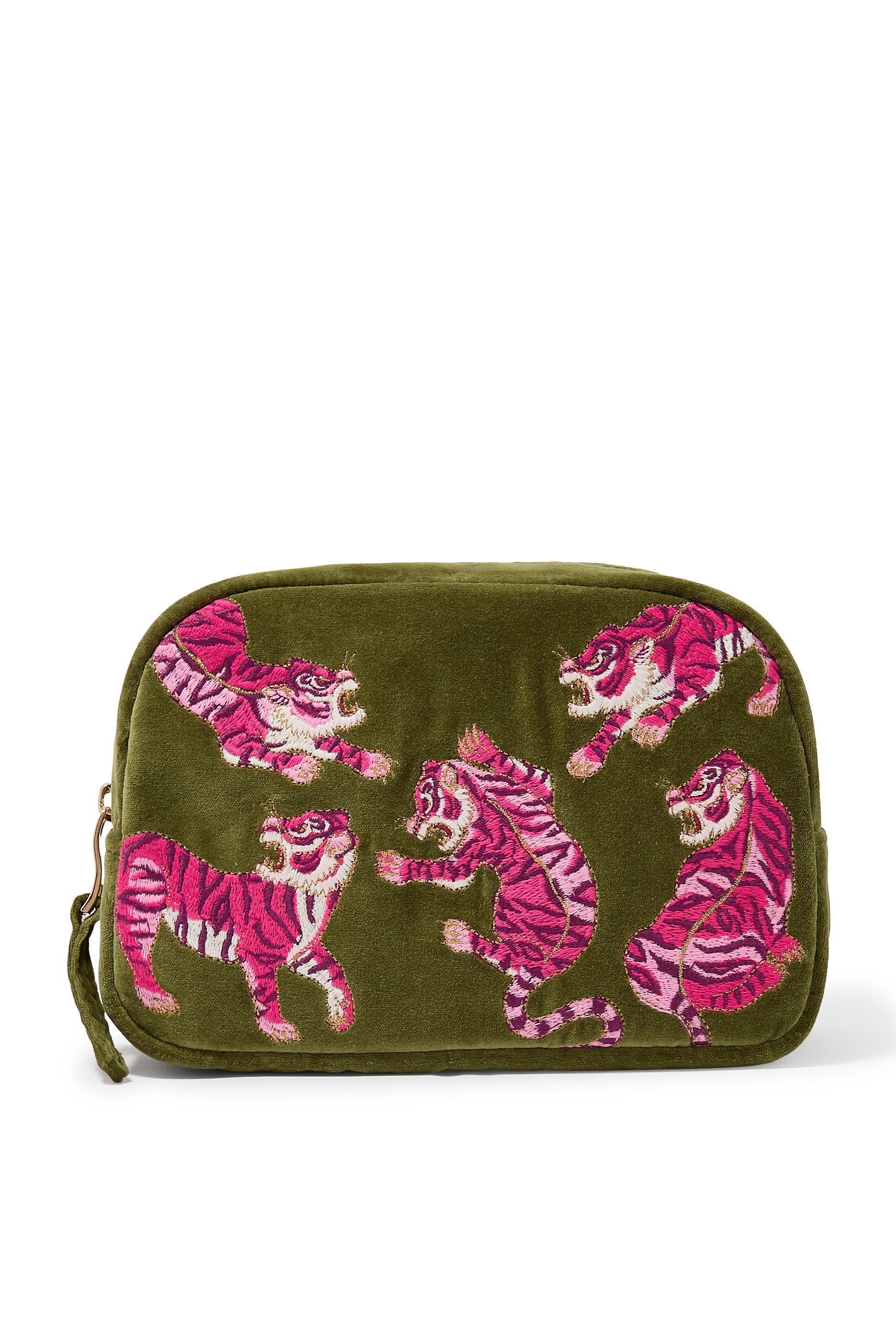 Wild Tiger Fern Velvet Makeup Bag