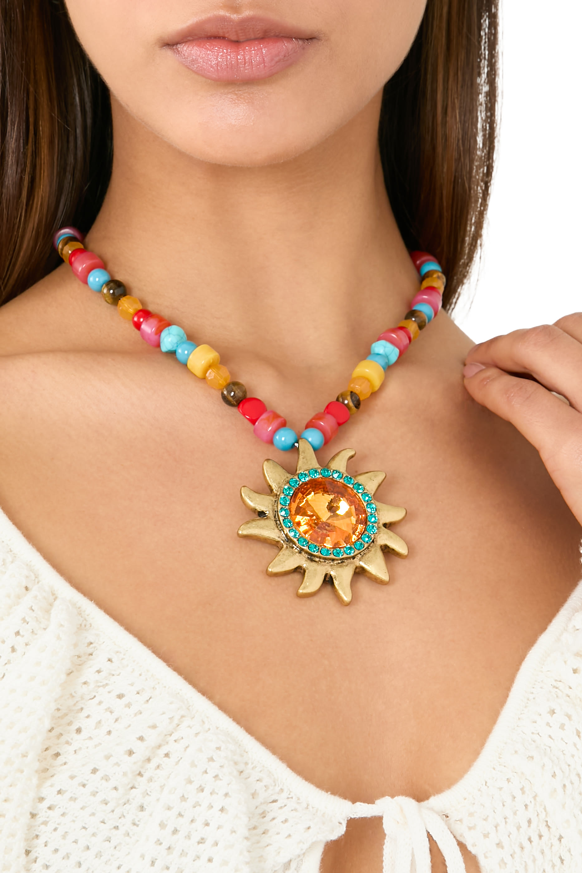 Sun Necklace, Cubic Zirconia