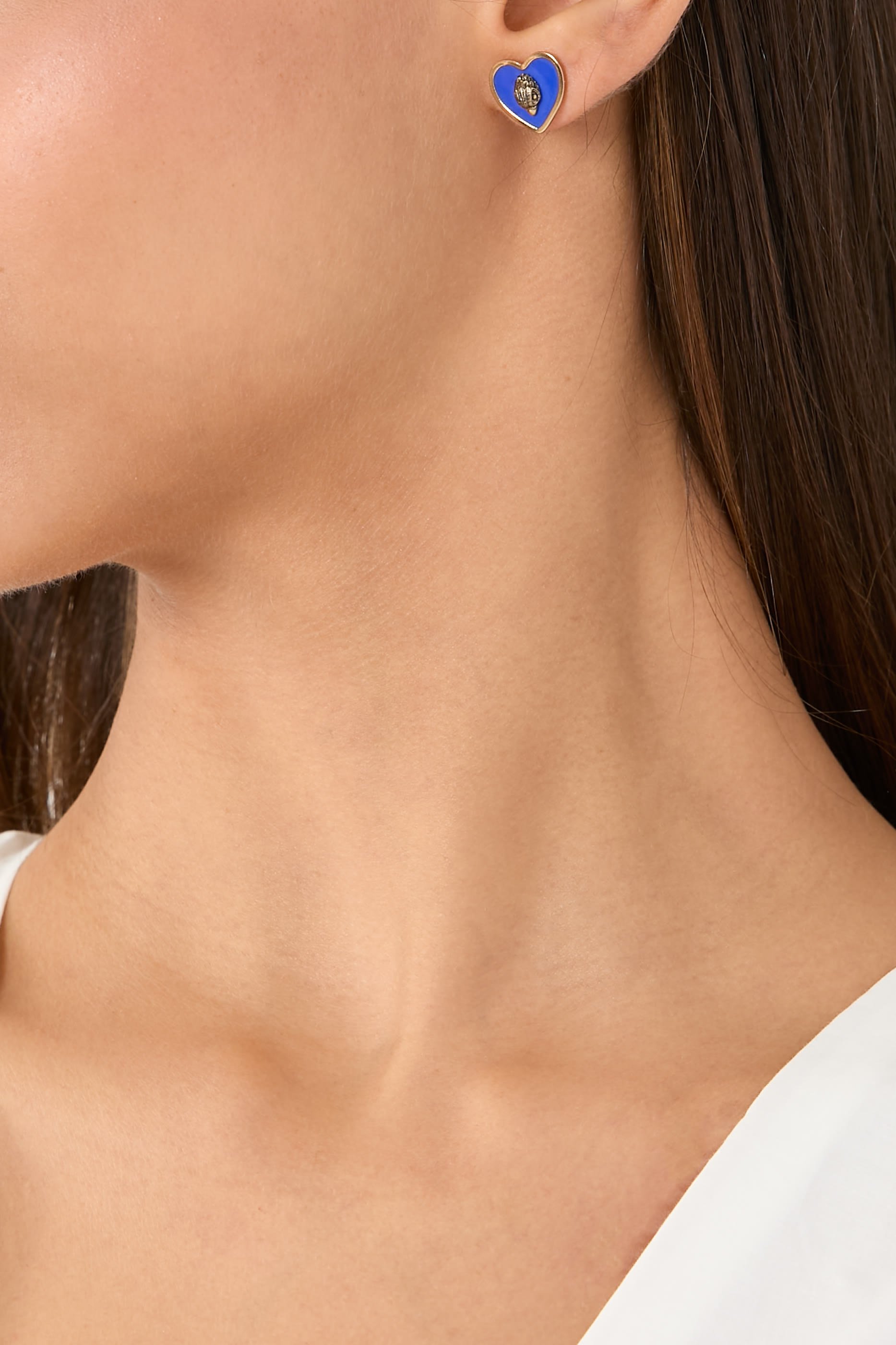 Eagle Heart Studs, Brass & Enamel