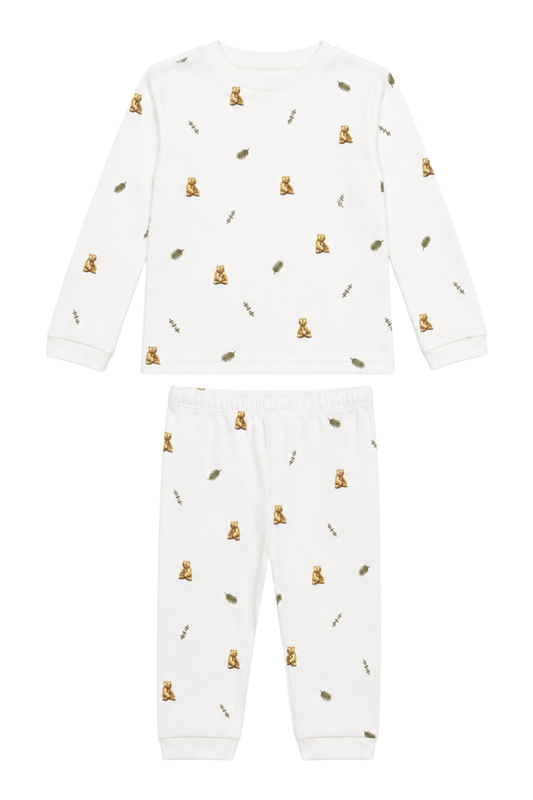 Kids Brown Bear Print Pajamas
