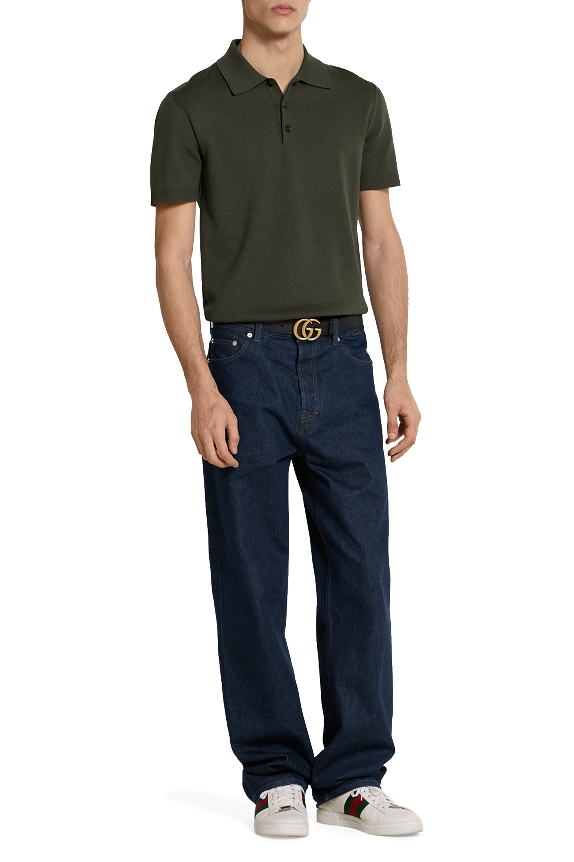 Logo Silk Cotton Knit Polo Shirt