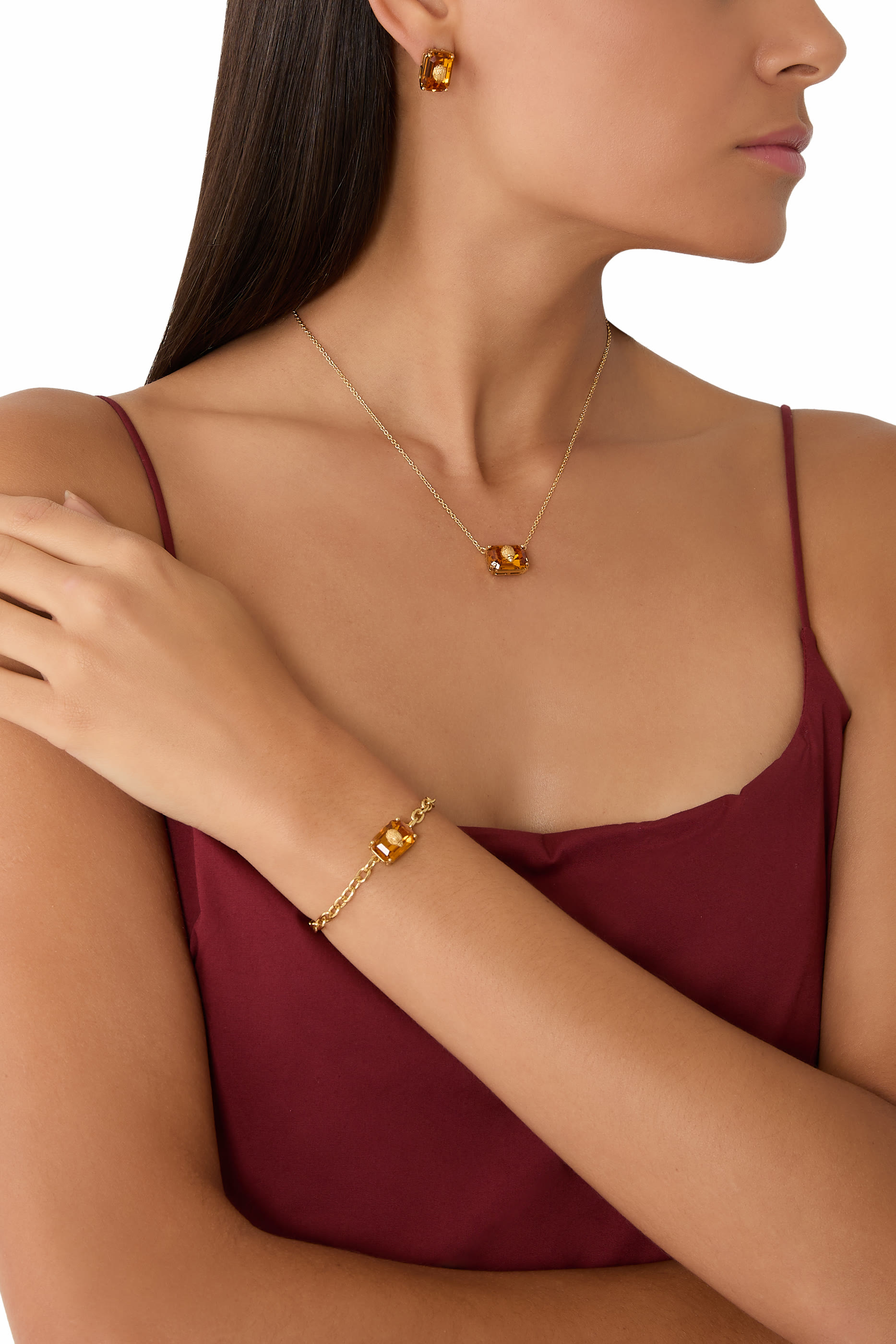 Crystal Necklace, Brass & Semi-precious Tourmaline