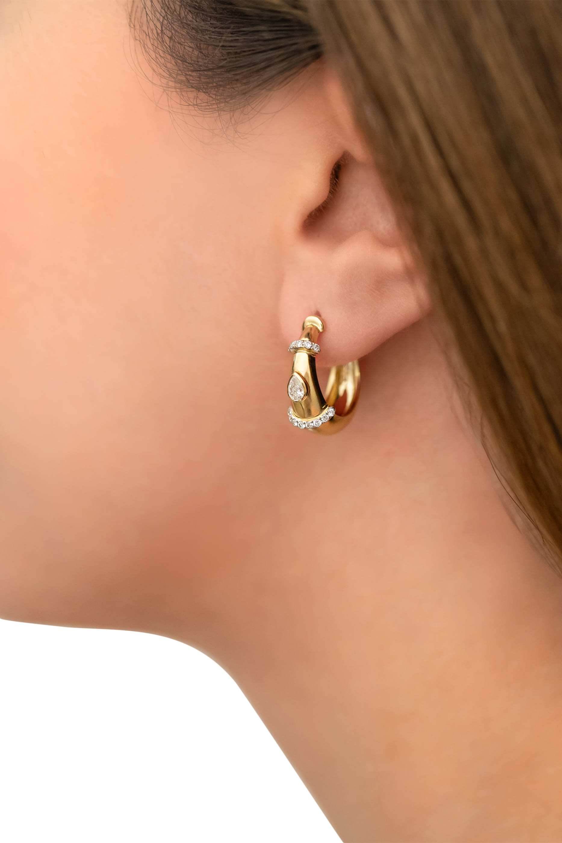 Buoy Earrings, 18k Yellow Gold & White Diamonds