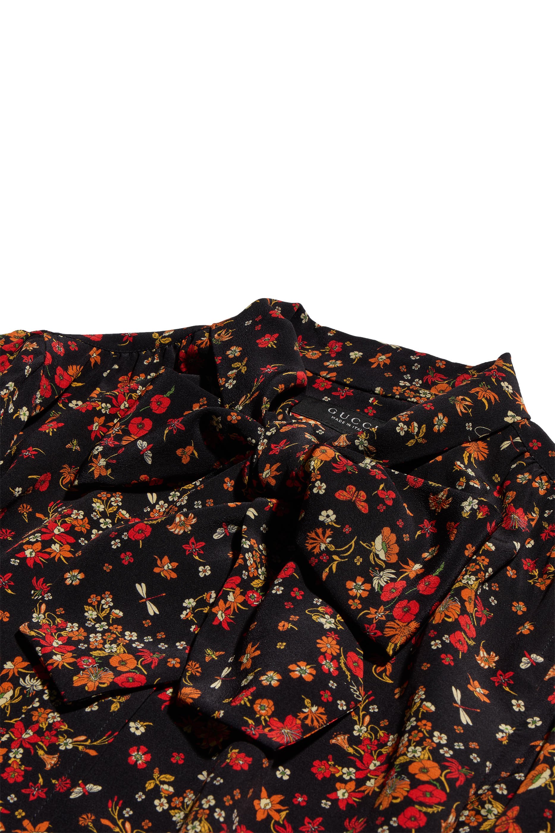 Floral-Print Self-Tie Bow Shirt