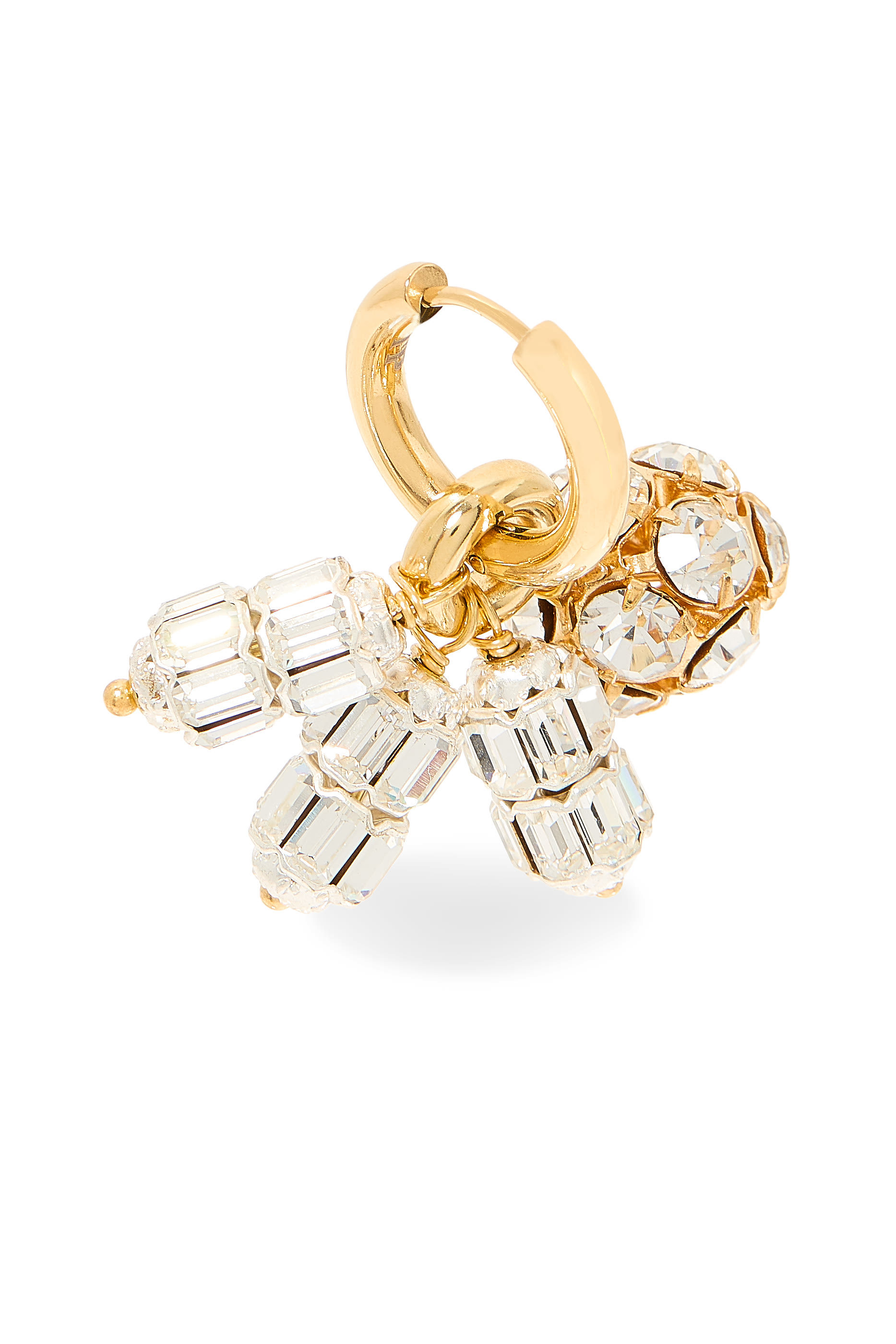 Strass and Pearl Hoop Earrings, 24k Yellow Gold, Pearl & Strass