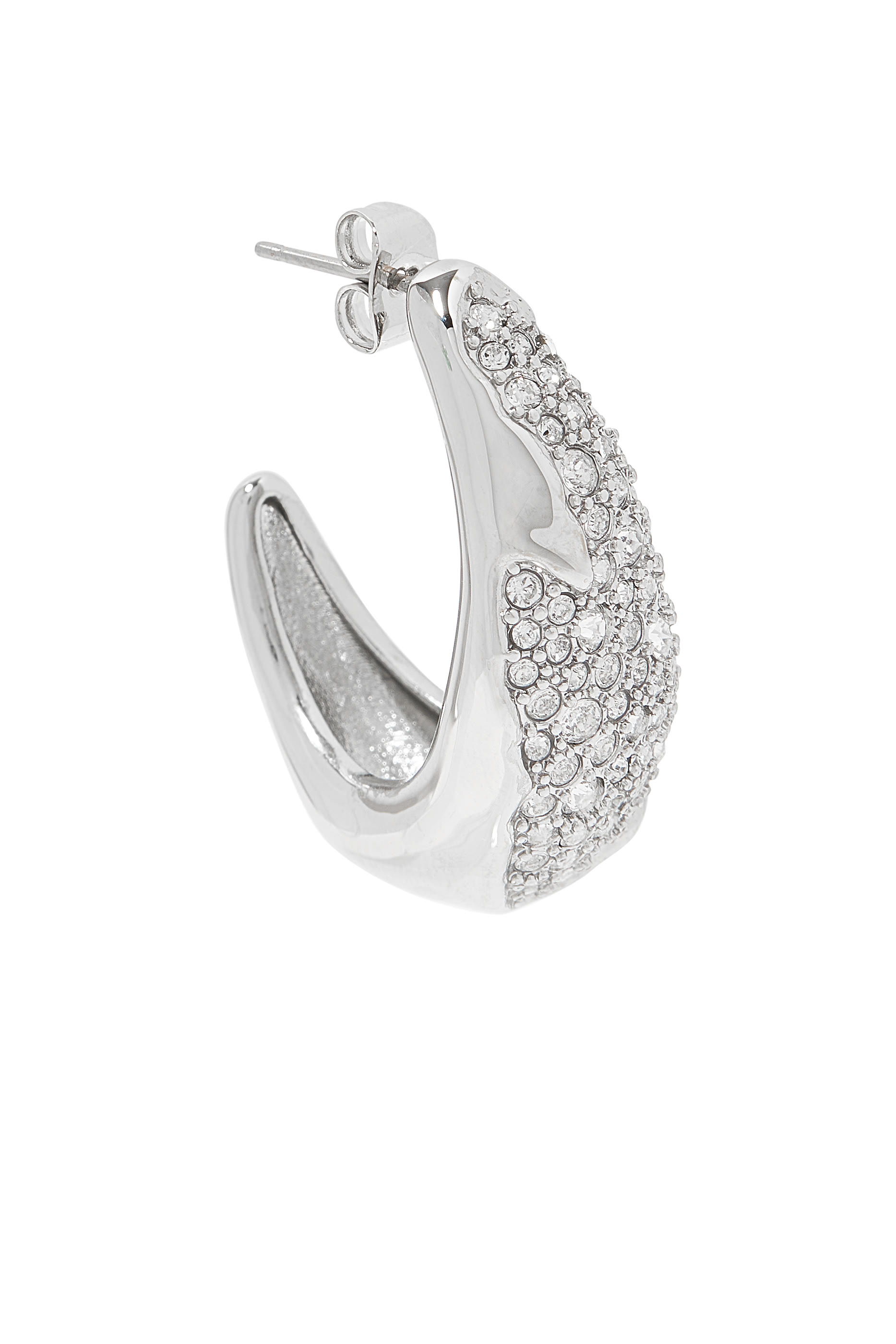 Solanales Silver Crystal Hoop Earrings