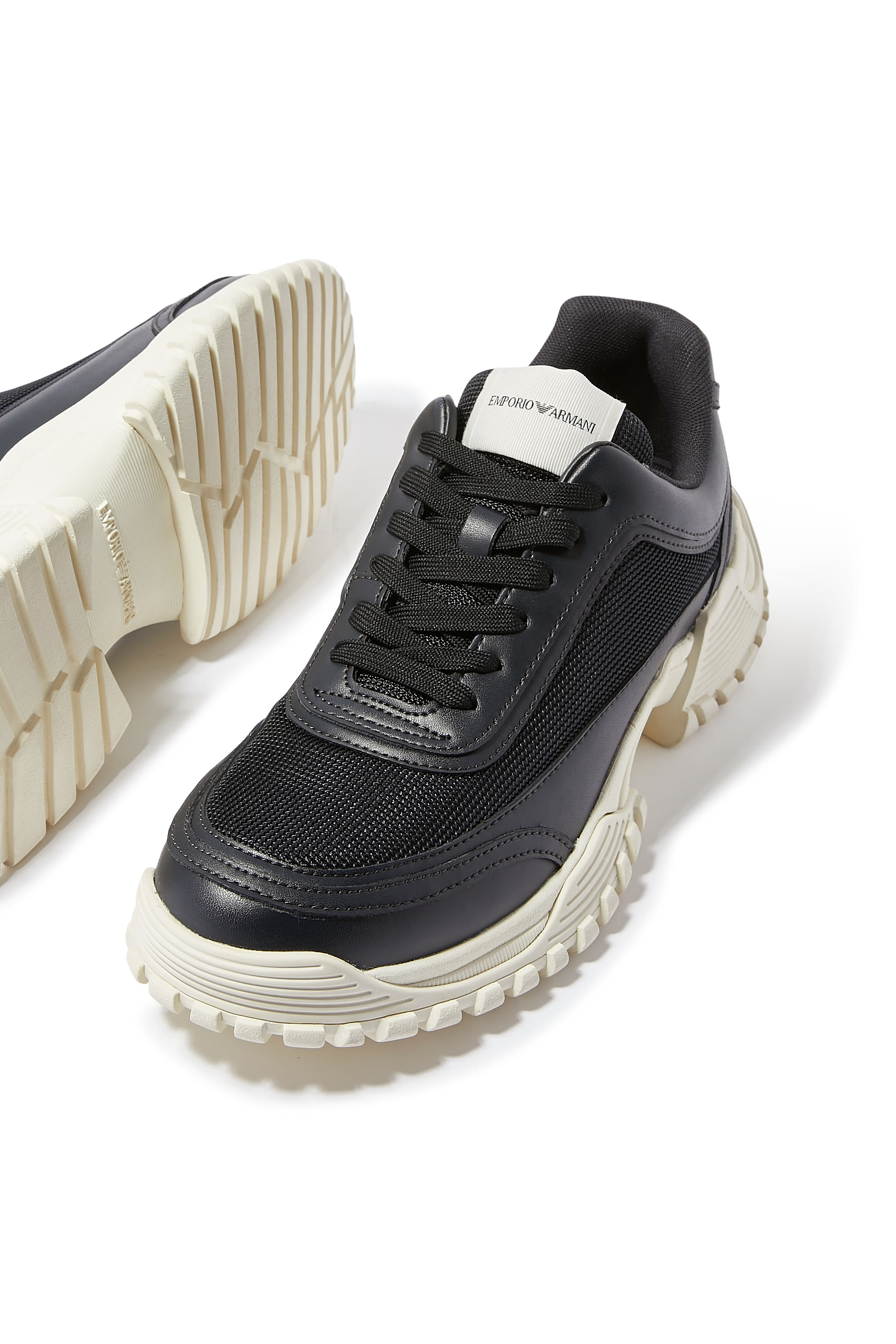 Chunky Leather & Mesh Sneakers